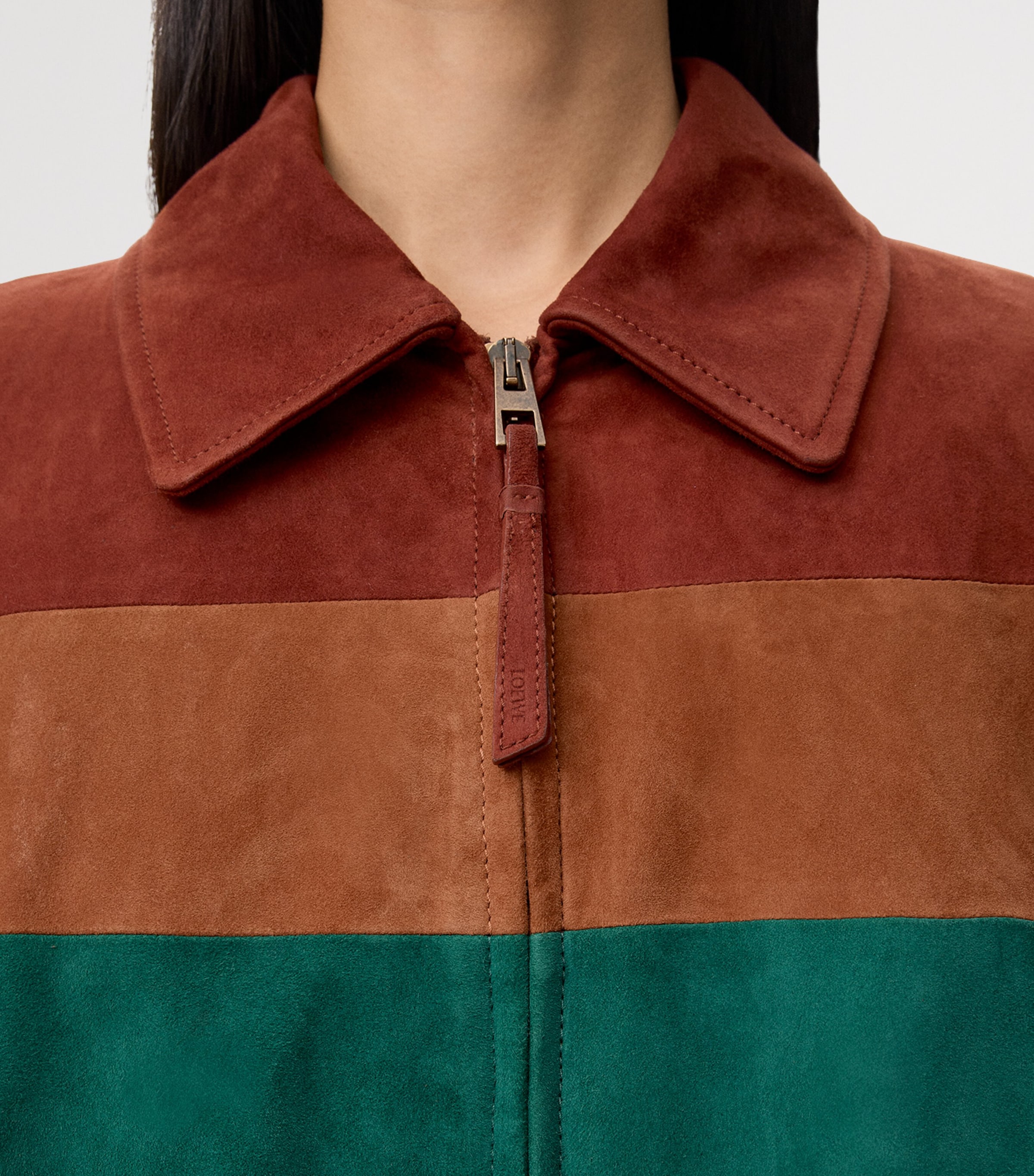 Suede Balloon Shirt Jacket BROWN/DARK GREEN Image 5