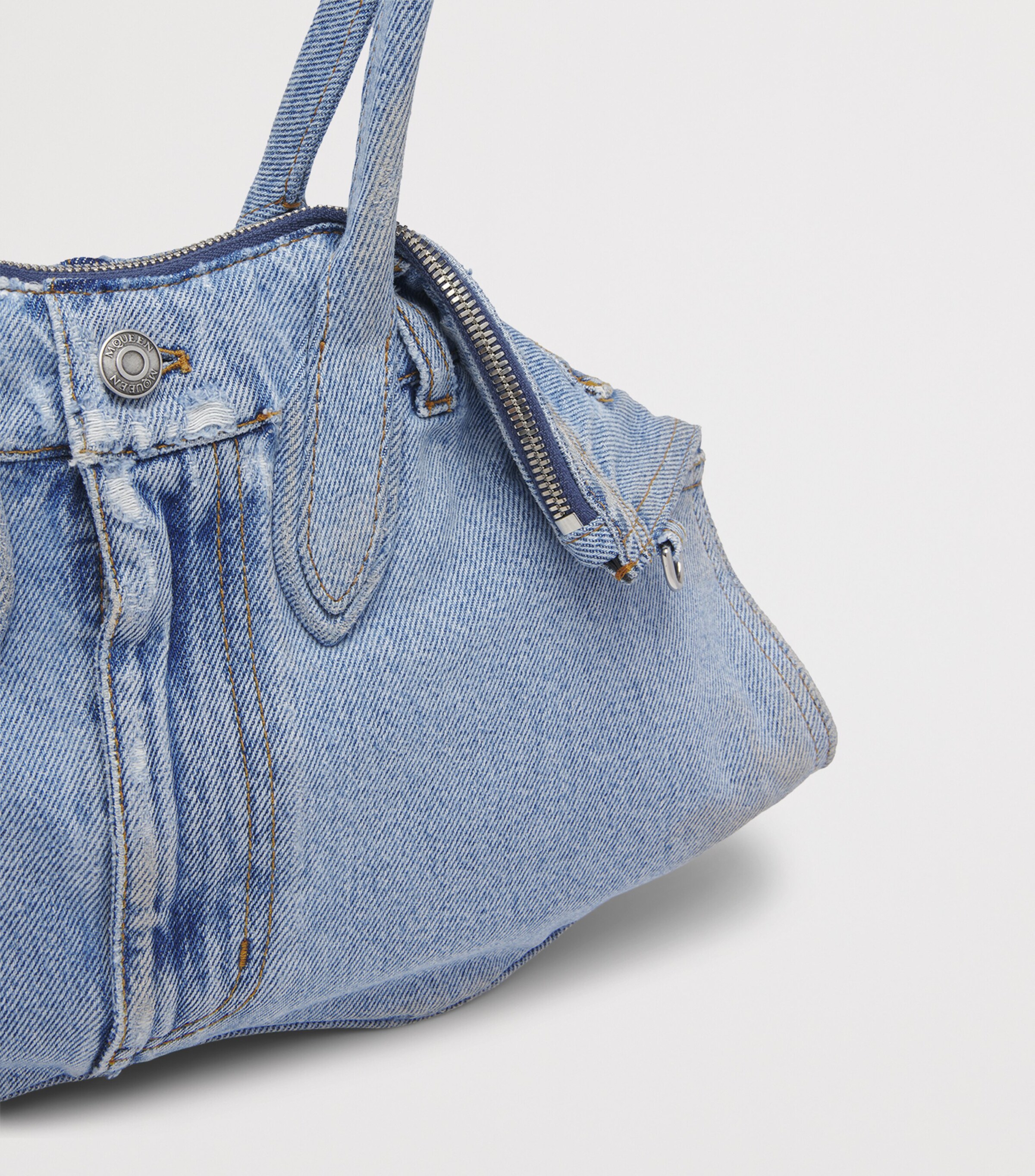 McQueen Denim Manta To-Handle Bag Image 6