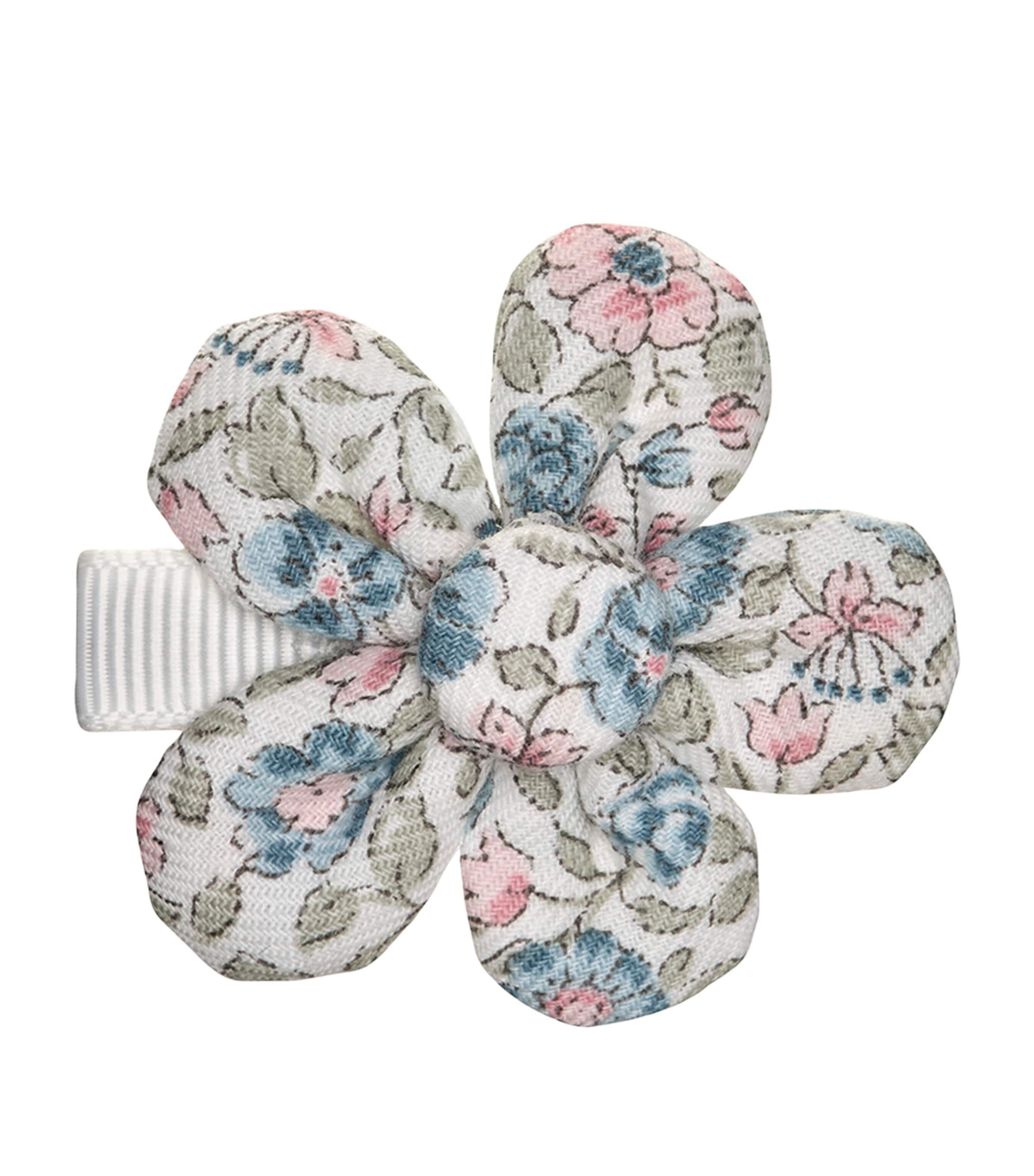 Trotters Cotton Floral Bow Hair Clip Blue Image 1