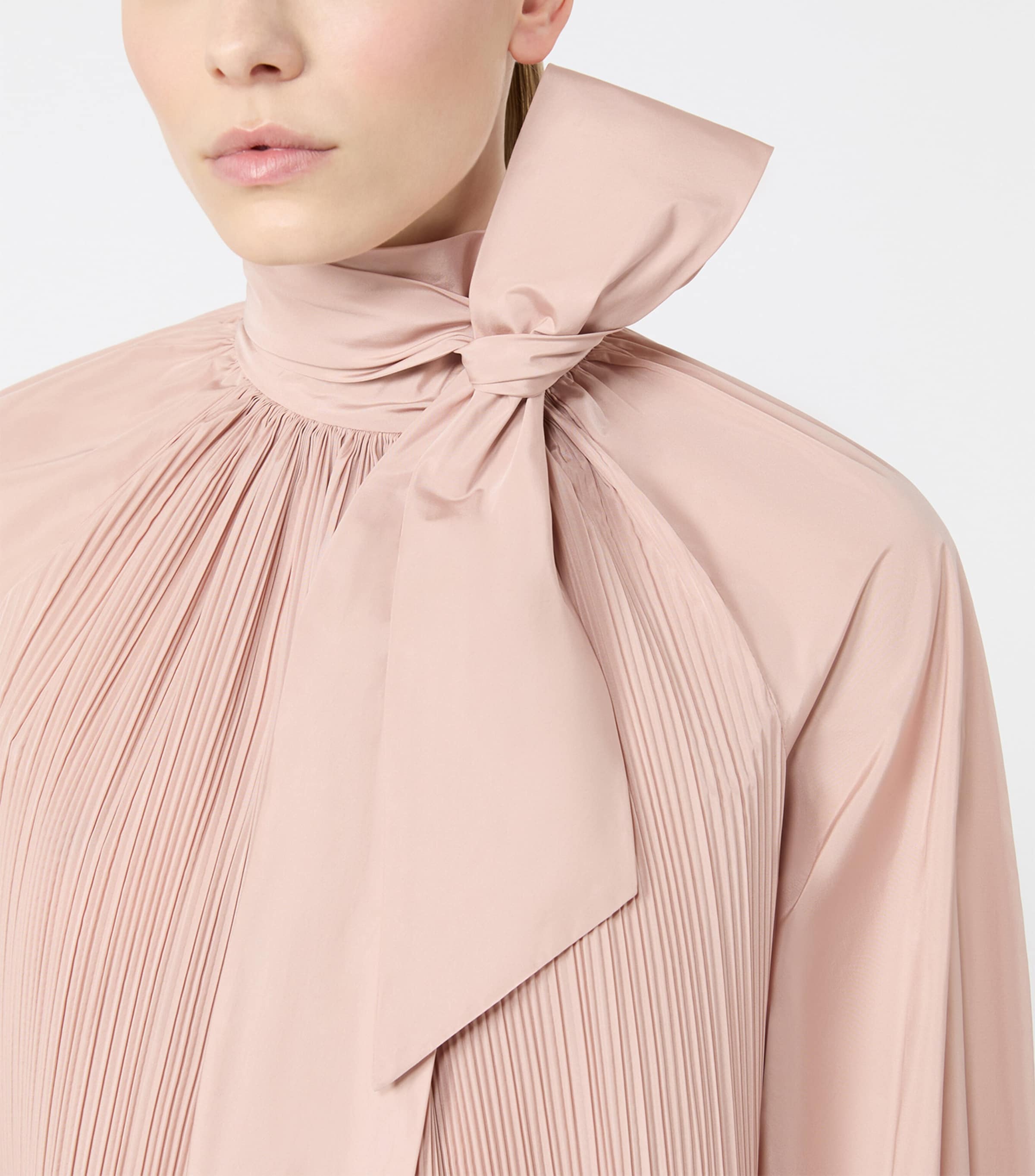 Max Mara Womens Pleated Pussybow Blouse Powder Image 7