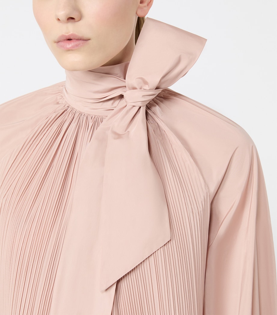 Max Mara Womens Pleated Pussybow Blouse Powder Image 7