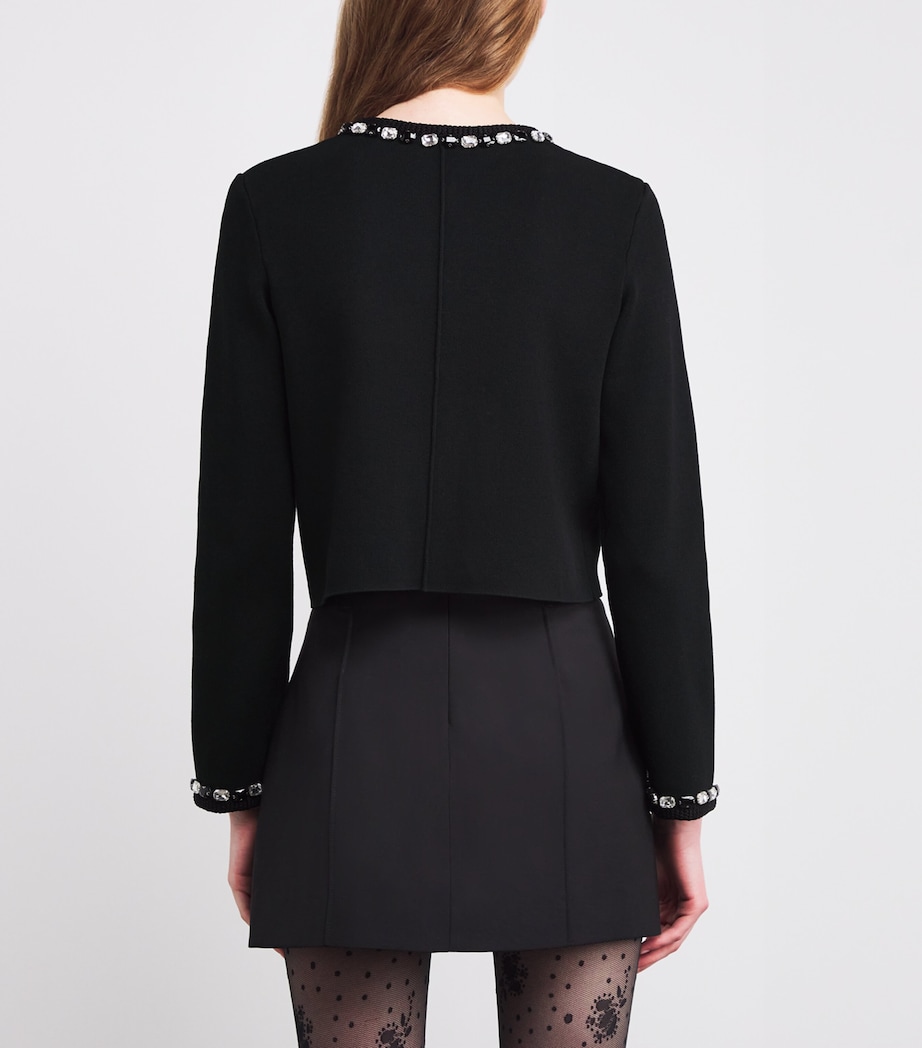 Embellished Cropped Cardigan BLACK Image 4