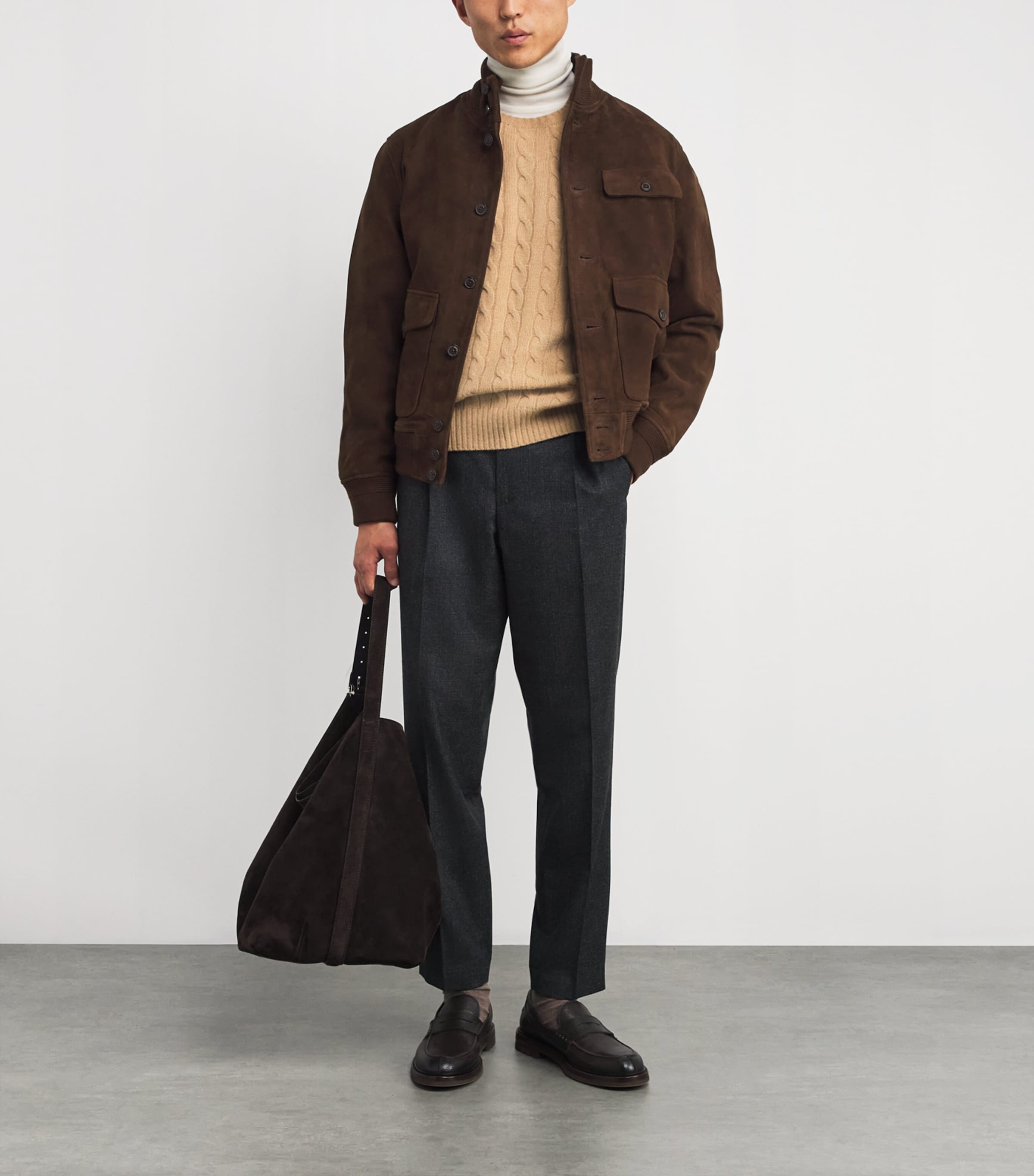 Wool-Cashmere Cable-Knit Sweater BROWN Image 2