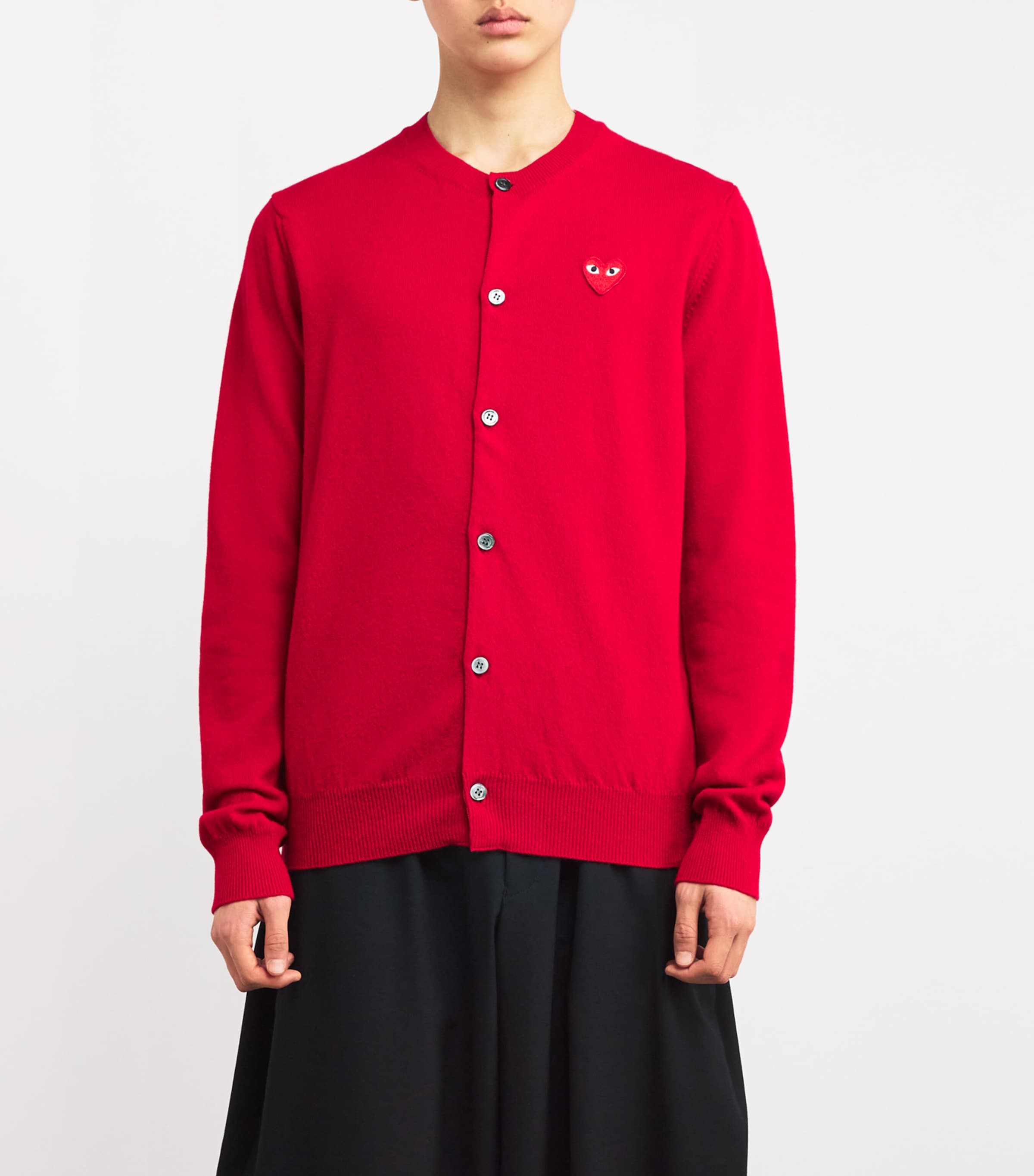 Comme Des Garçons Play Mens Wool Heart Cardigan Red Image 3