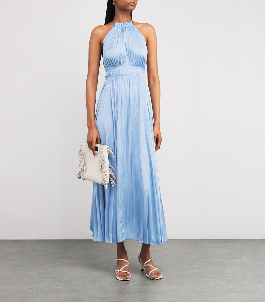 Satin Pleated Midi Dress BLUE SKY Image 2