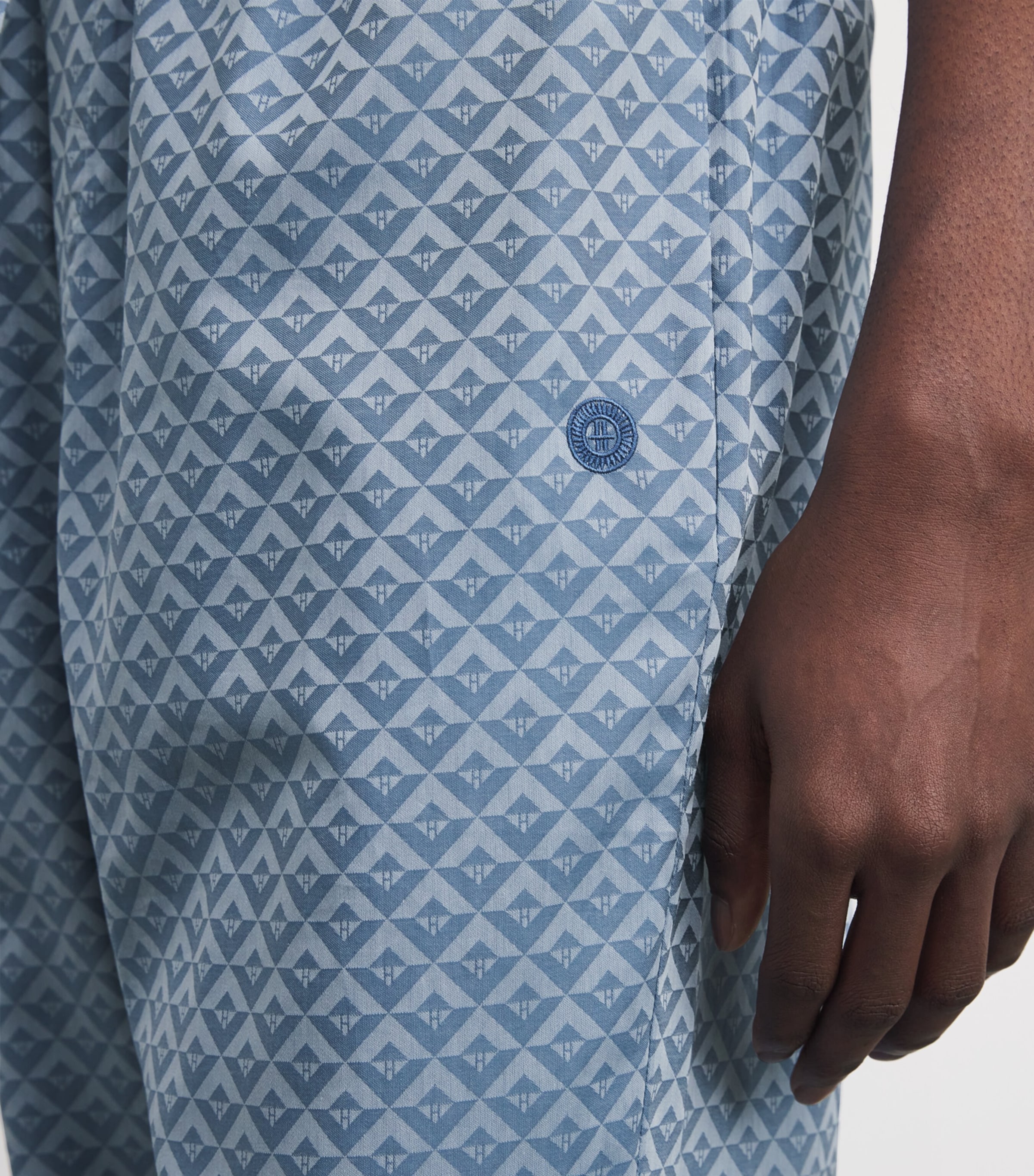 Cotton Geometric Logo Pyjama Bottoms BLUE Image 6