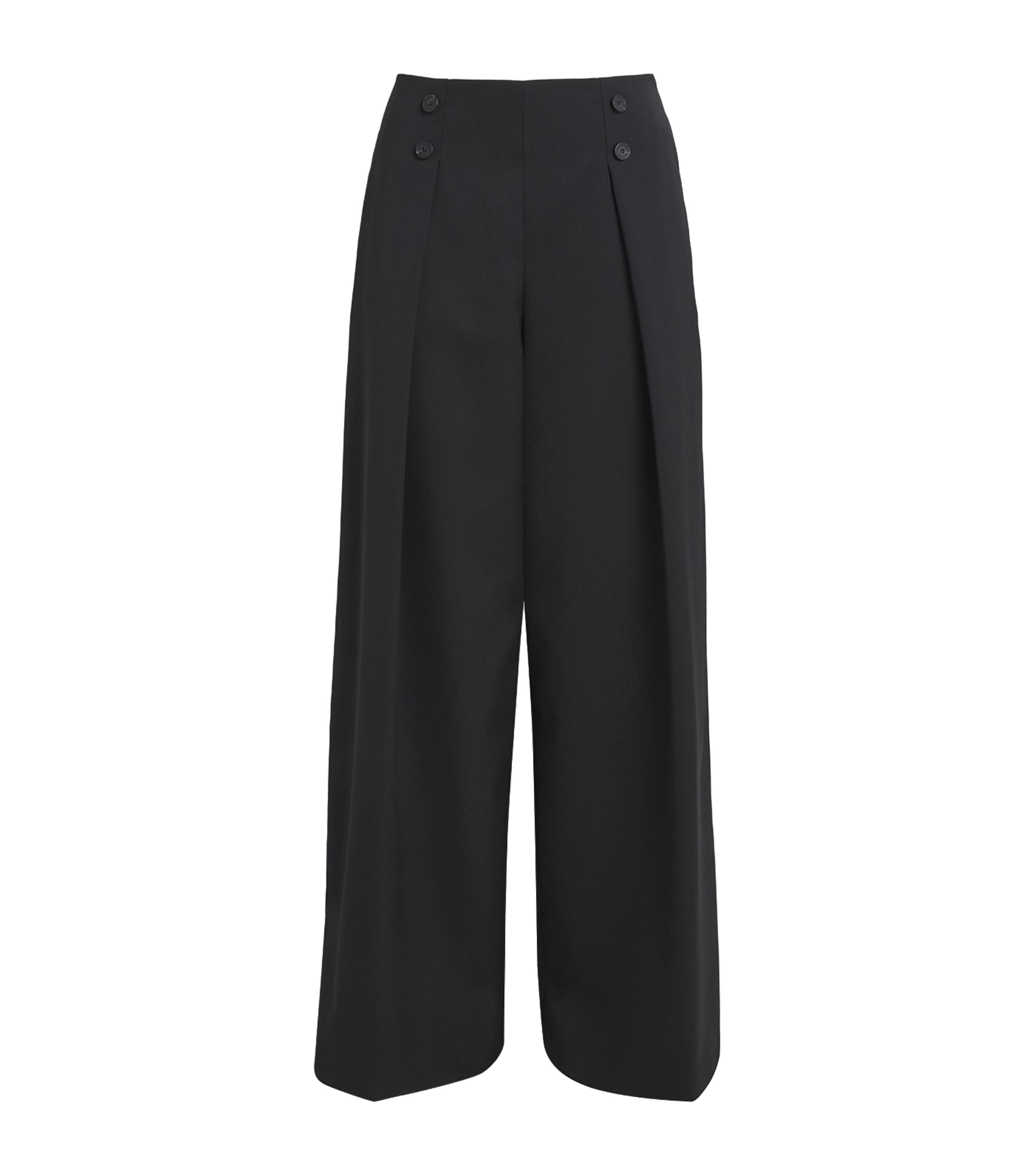 Pleated Wide-Leg Trousers BLACK Image 1