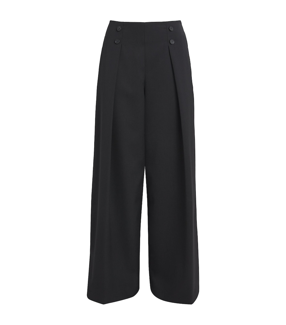 Pleated Wide-Leg Trousers BLACK Image 1