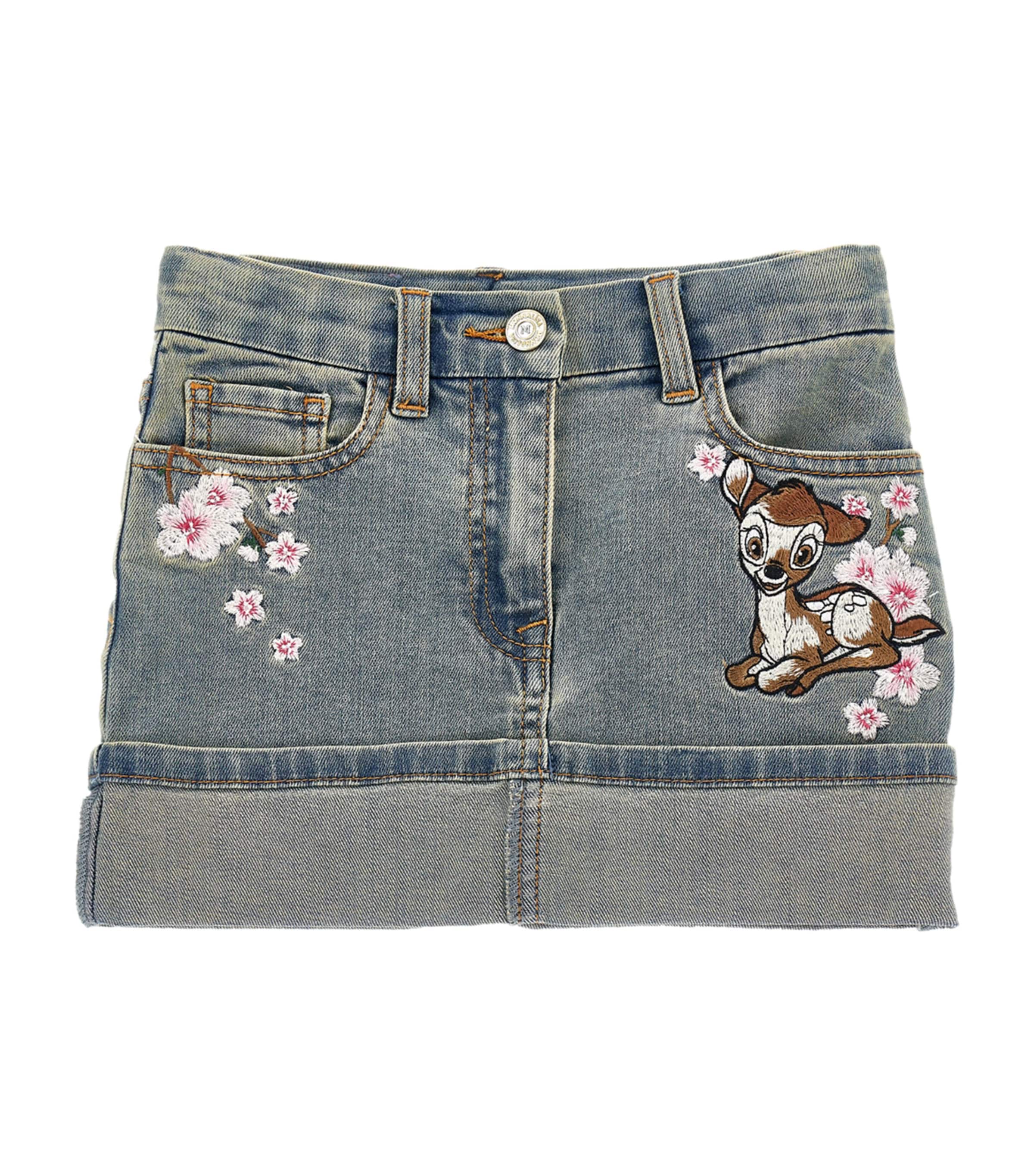 Monnalisa Minirock Aus Denim Mit Bambi-stickerei