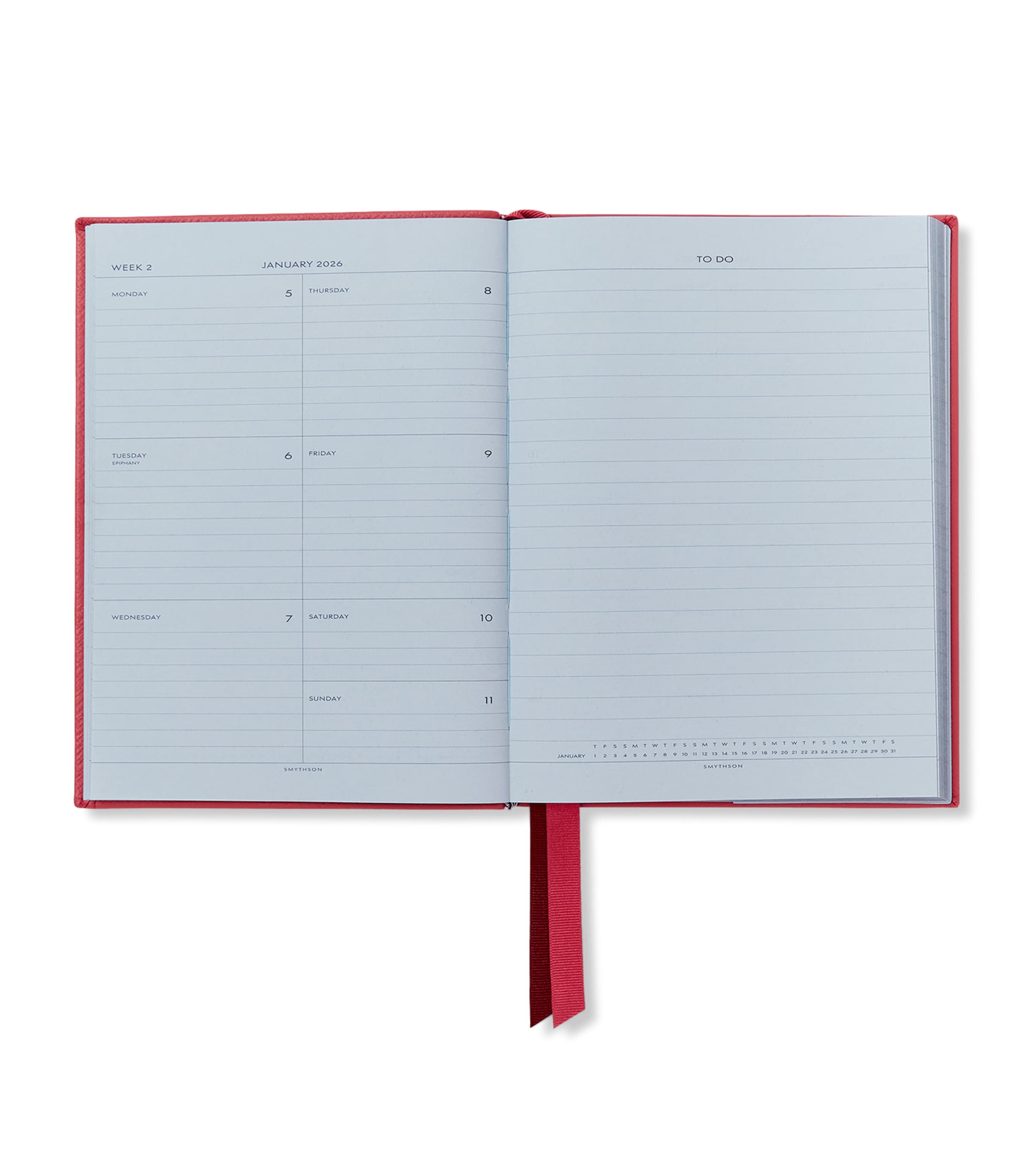 Leather Soho A5 2026 Diary RASPBERRY Image 2