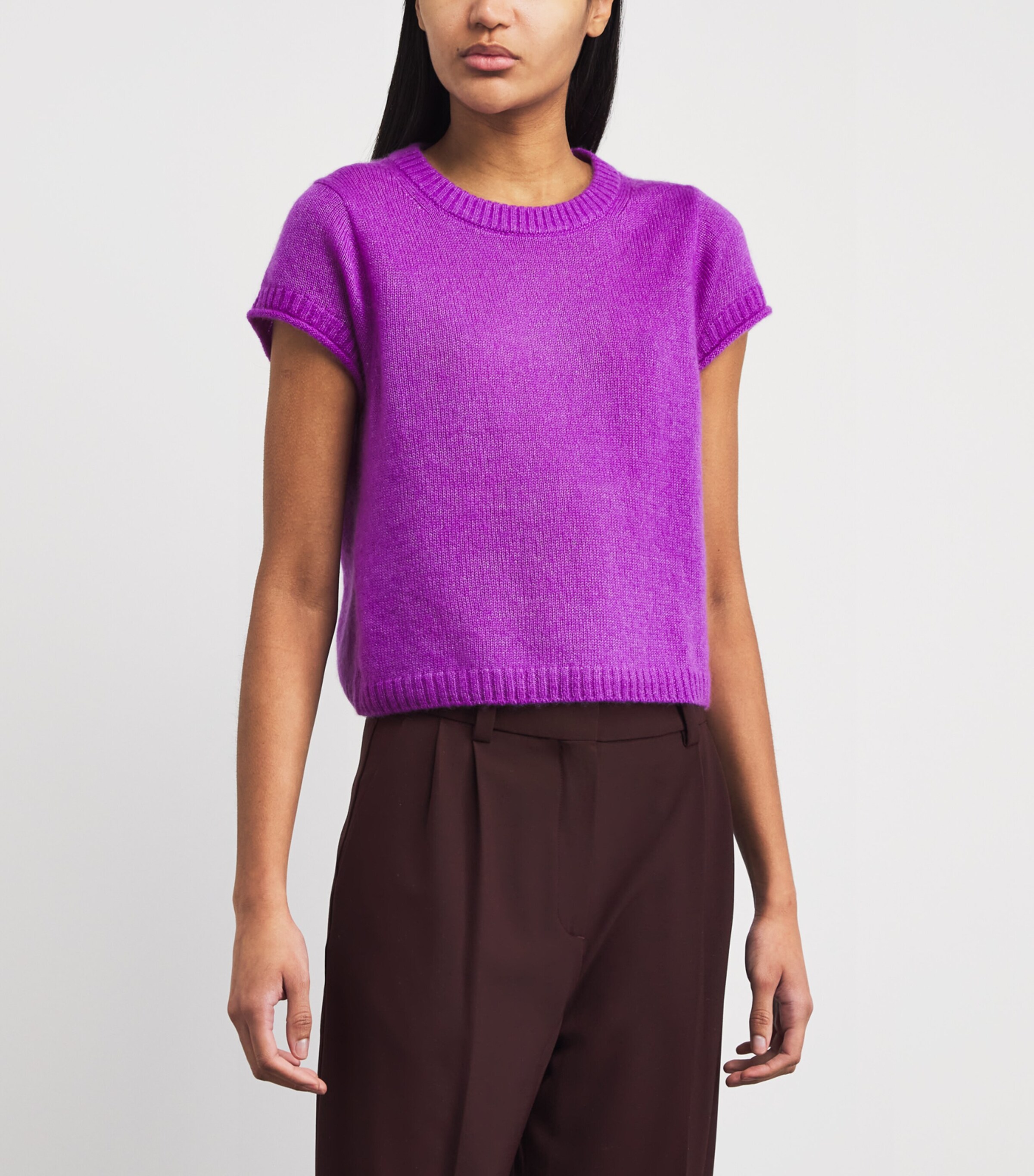 ME+EM Womens Merino Wool-Cashmere-Silk T-Shirt Violet Purple Image 4