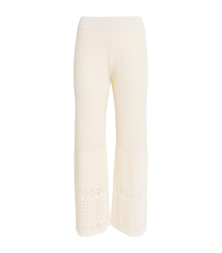 Eres Womens Crochet Emblème Wide-Leg Trousers Ecru Image 1