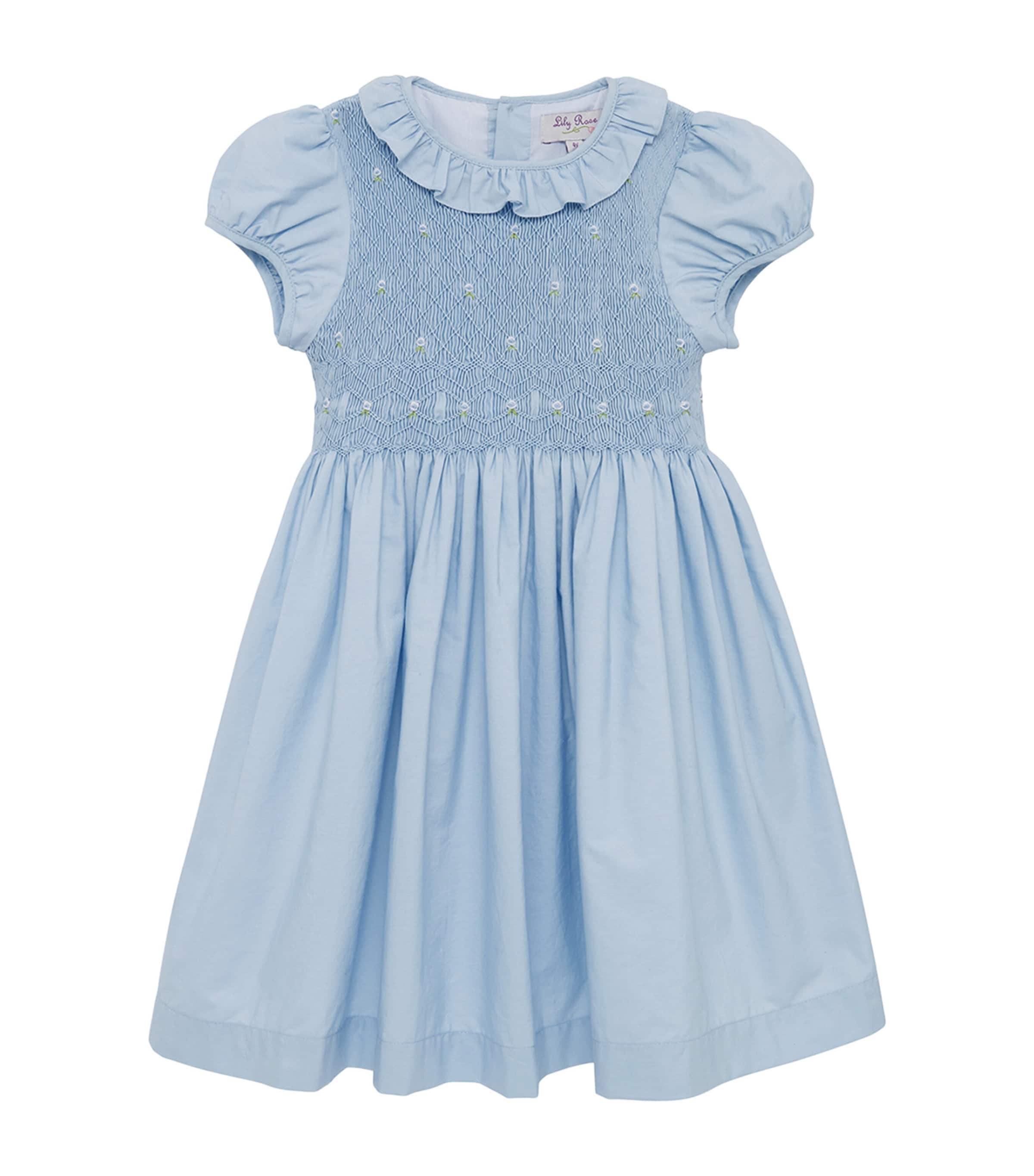 Trotters Smocked Willow Rose Dress In Blue