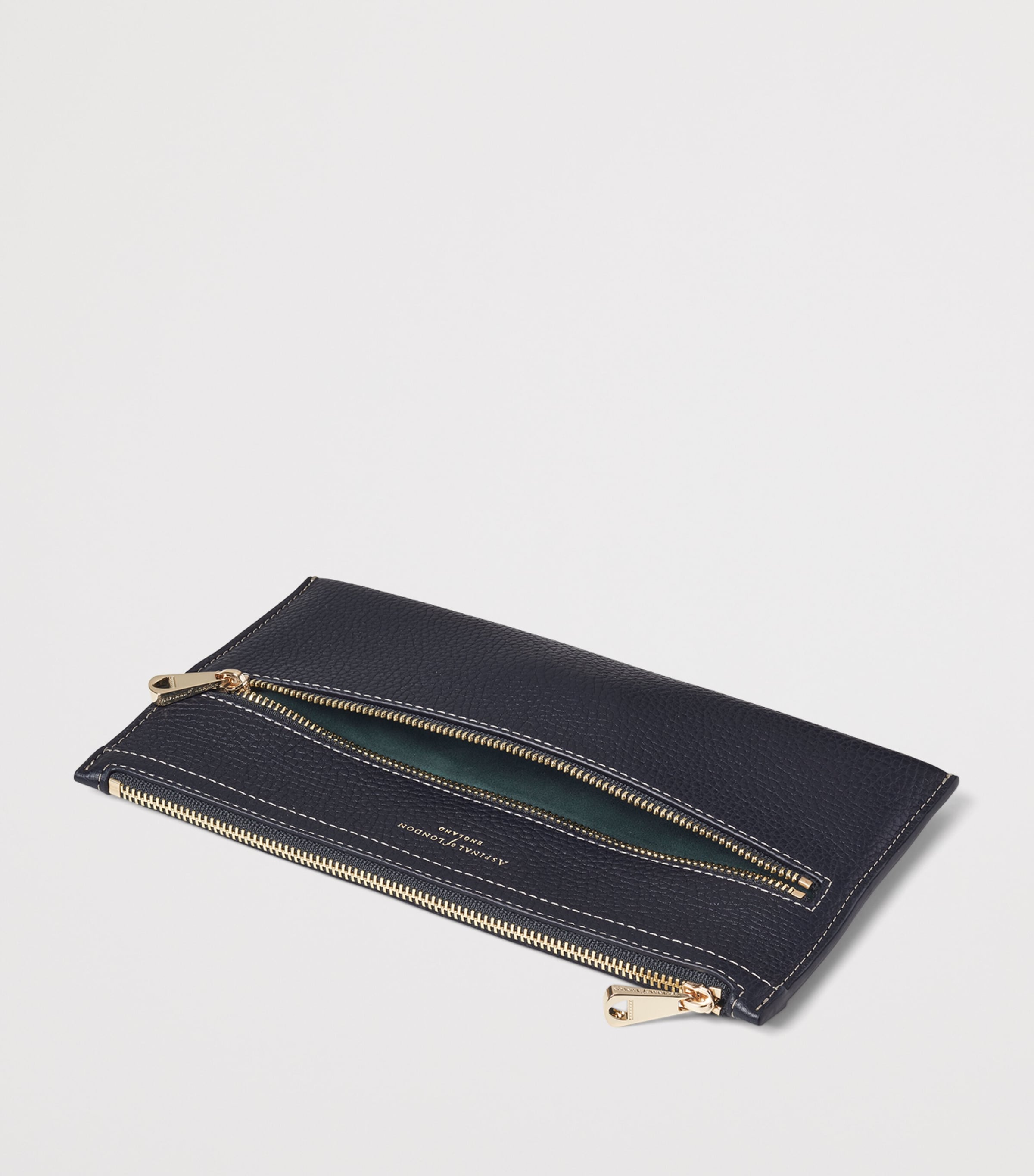 Aspinal Of London Grained Leather Hudson Travel Pouch Navy Image 3