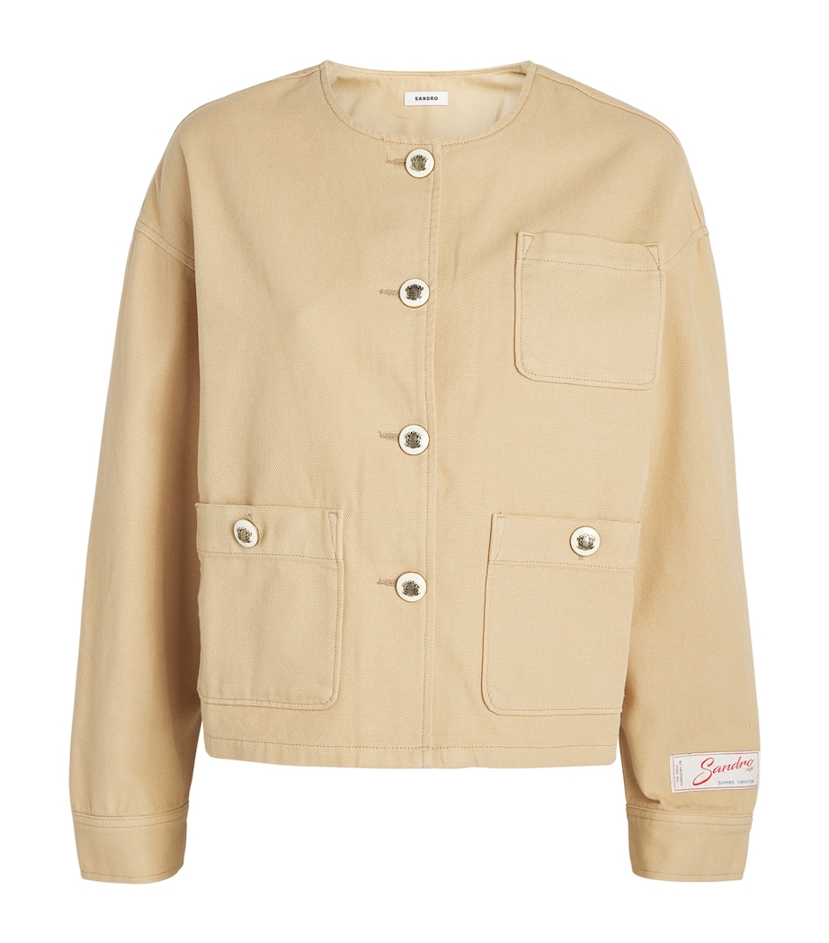 Sandro Paris Womens Twill Jacket Beige Image 1