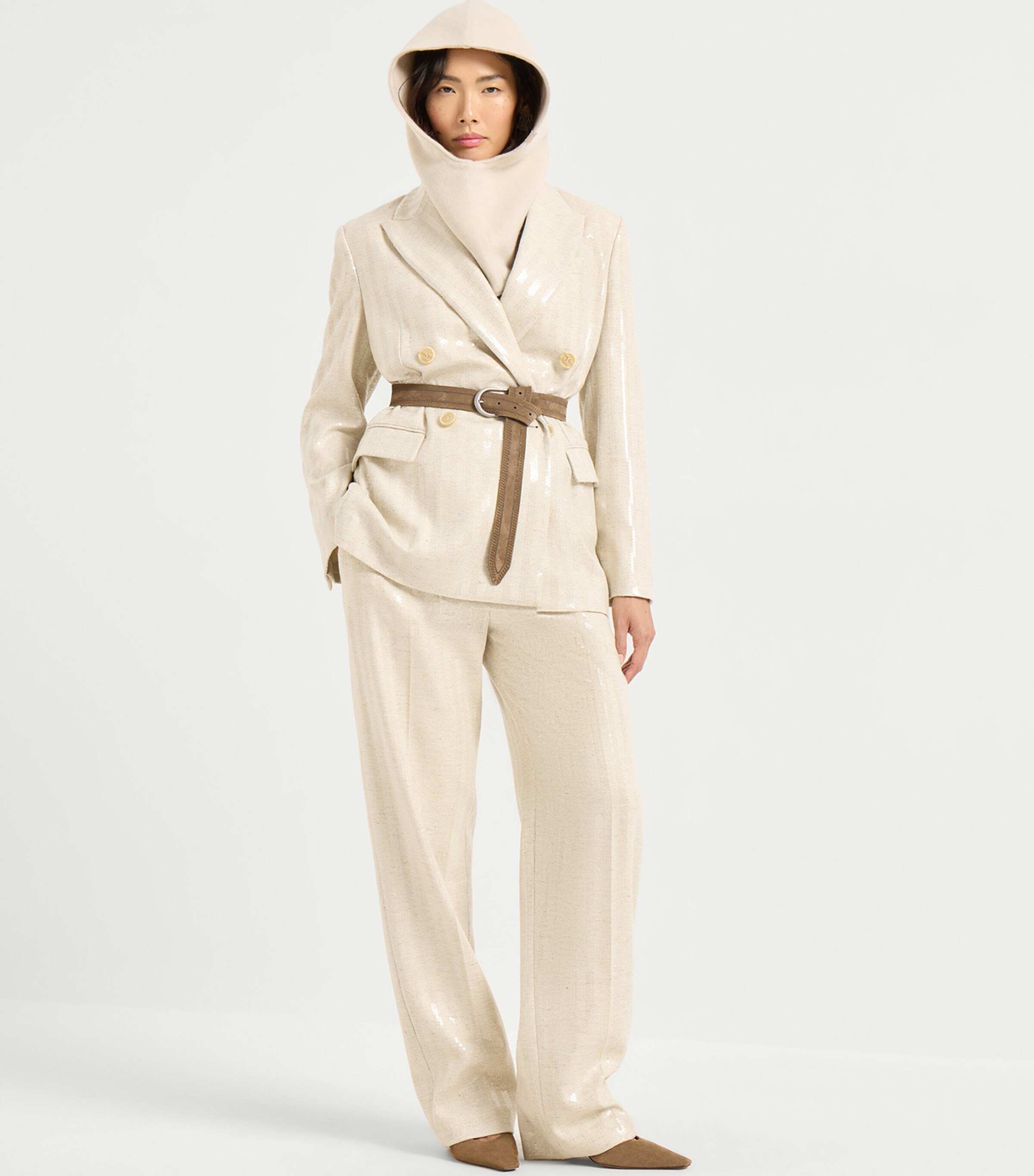 Wool-Cashmere Dazzling Chevron Blazer C810 Image 4