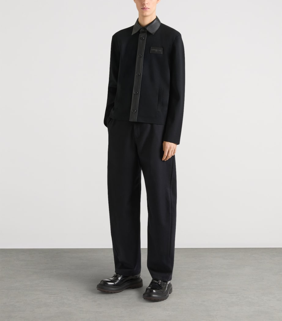 Givenchy Mens Wool Leather-Trim Cardigan Image 2