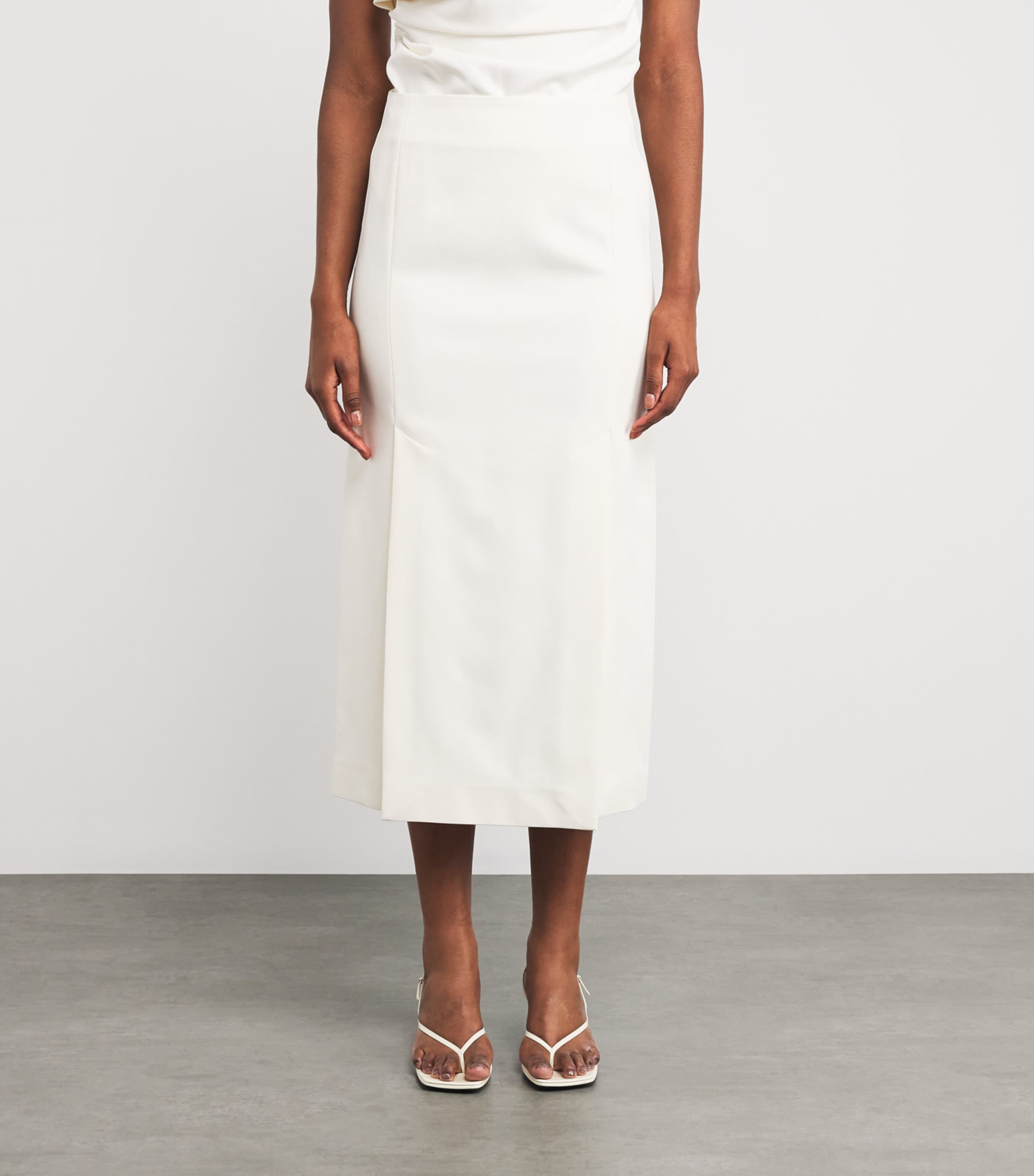 Satin Midi Skirt 112 OFF WHITE Image 3