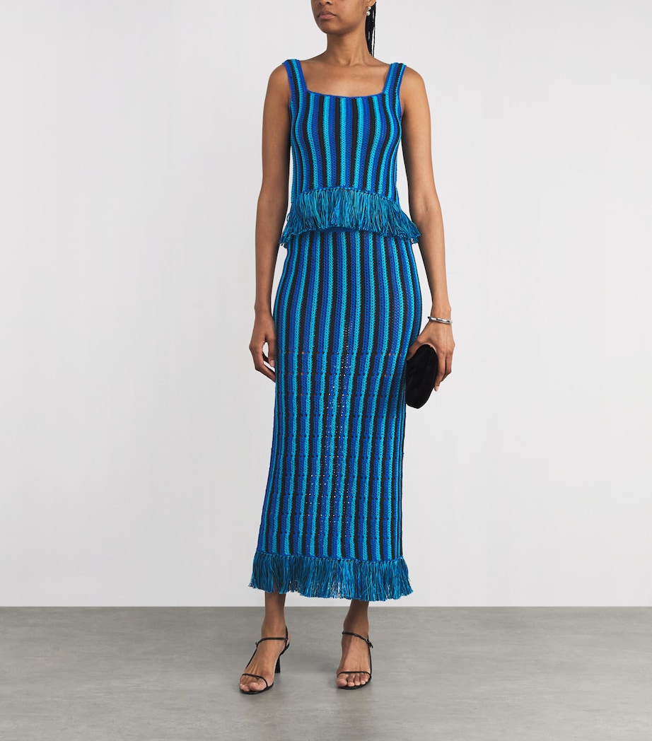 ESCVDO Womens Fringe Misti Top Blue Image 2