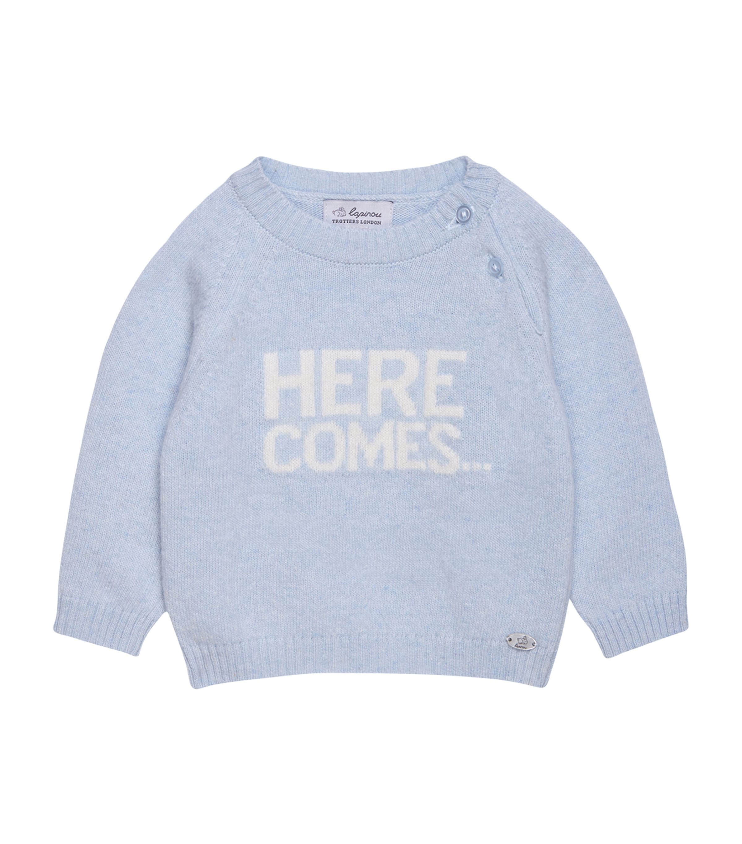 Trotters Wool-cashmere 'here Comes Trouble' Sweater In Blue