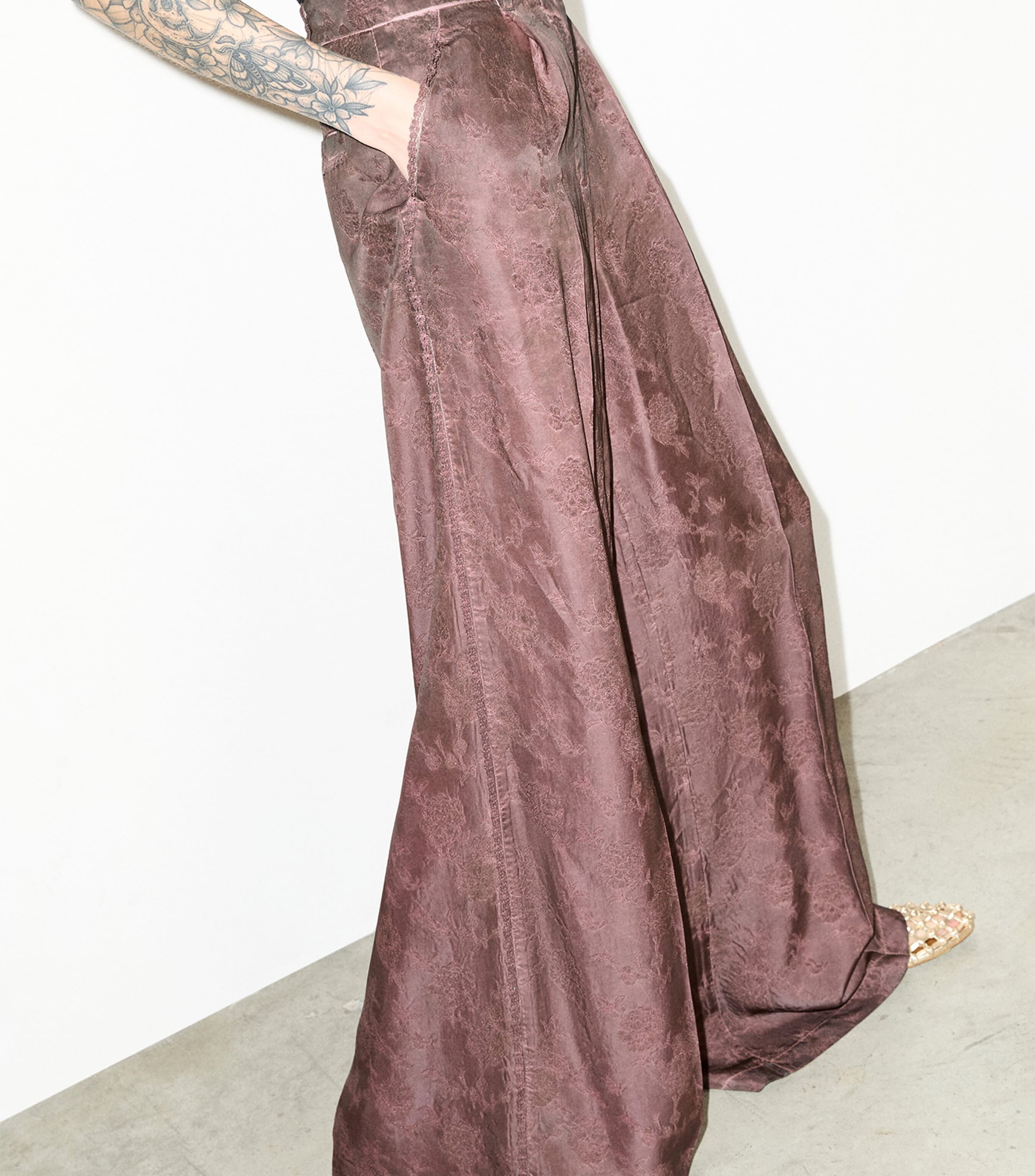 MAX&Co. Womens Floral Wide-Leg Trousers Chocolate Image 4