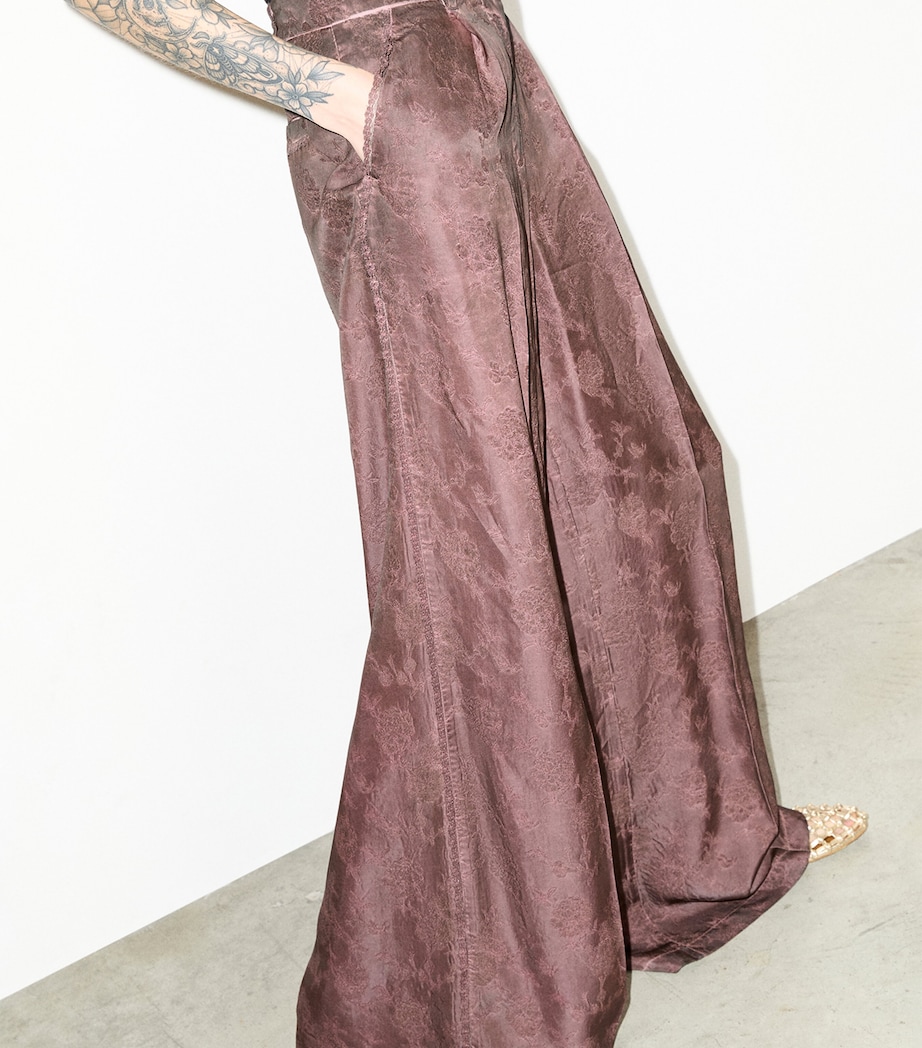 MAX&Co. Womens Floral Wide-Leg Trousers Chocolate Image 4