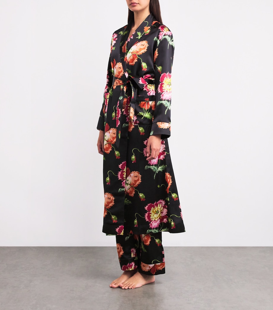 Silk Floral Robe BLACK Image 2