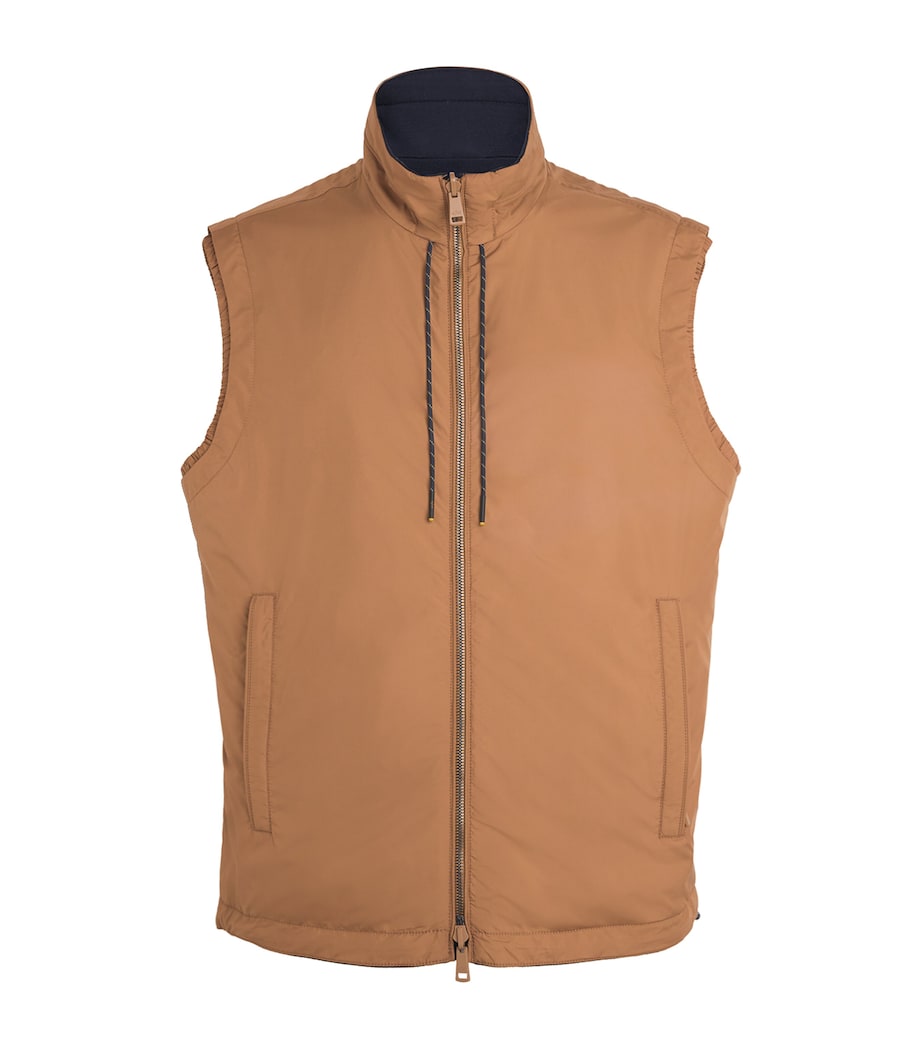 Wool-Silk Riviera Reversible Gilet 627 NOCCIOLA/BLU Image 1