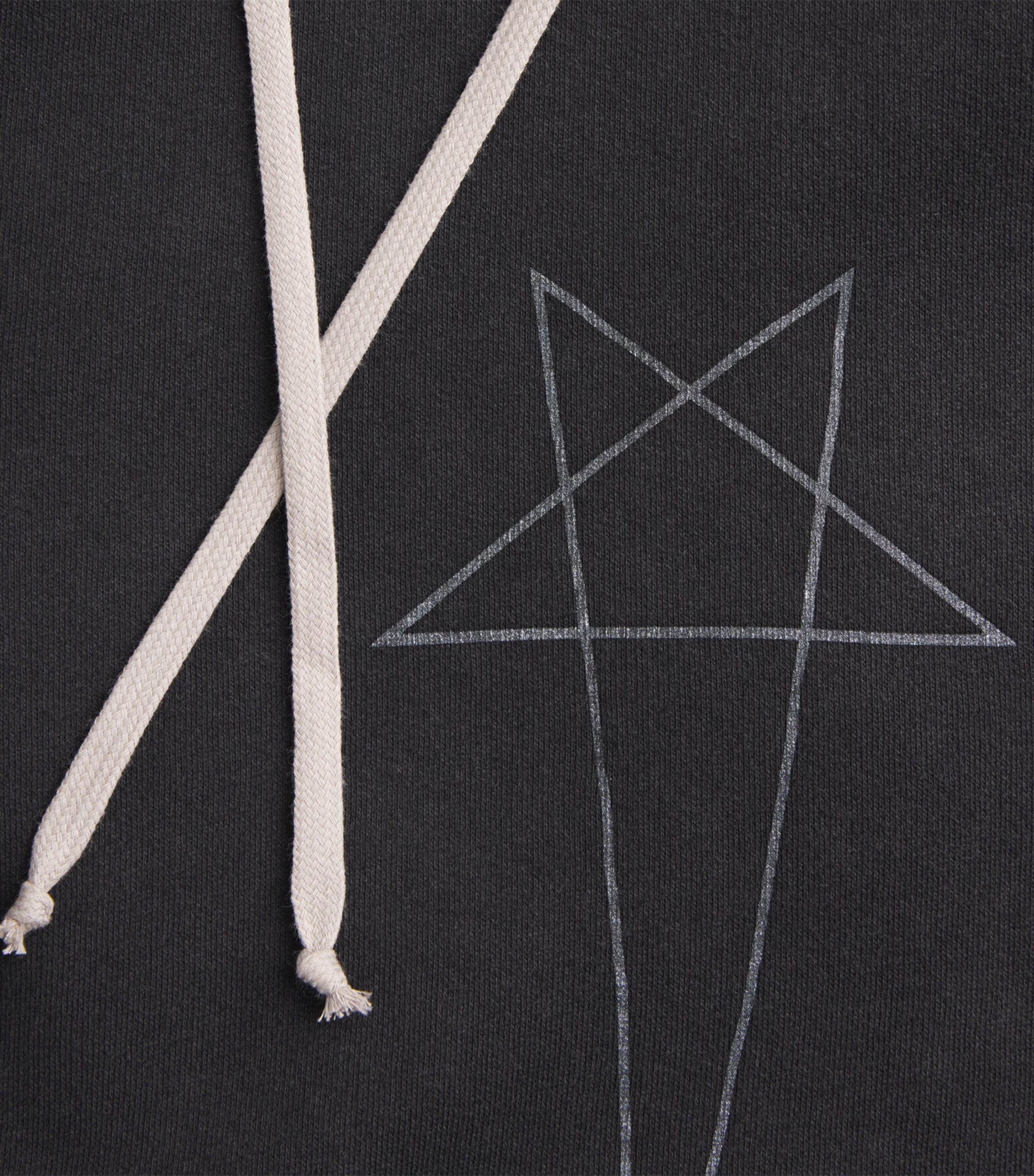 Rick Owens Mens Cotton Pentagram Hoodie Fad Blk/slvr Image 6