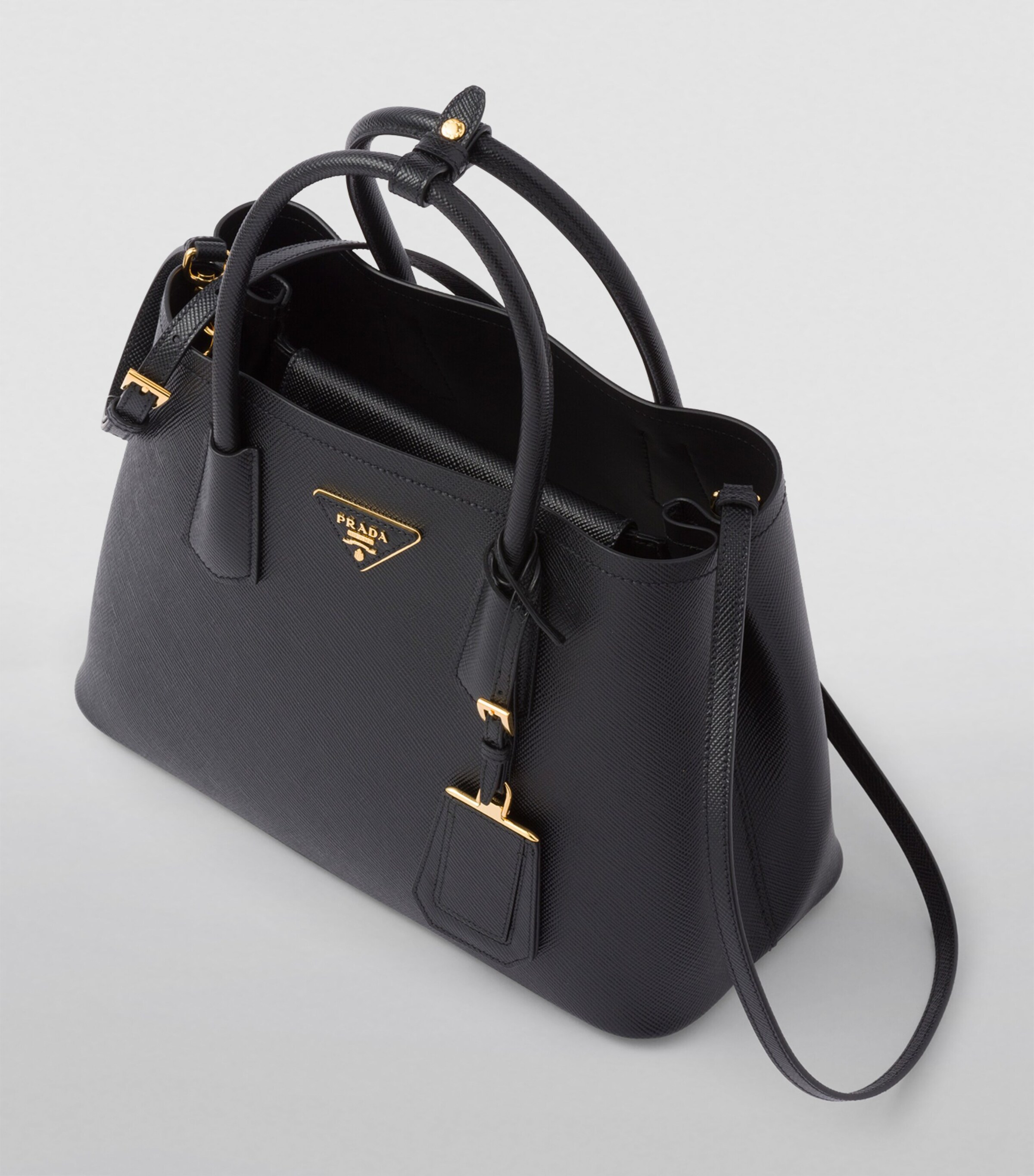 Prada Small Leather Saffiano Double Top-Handle Bag Image 2