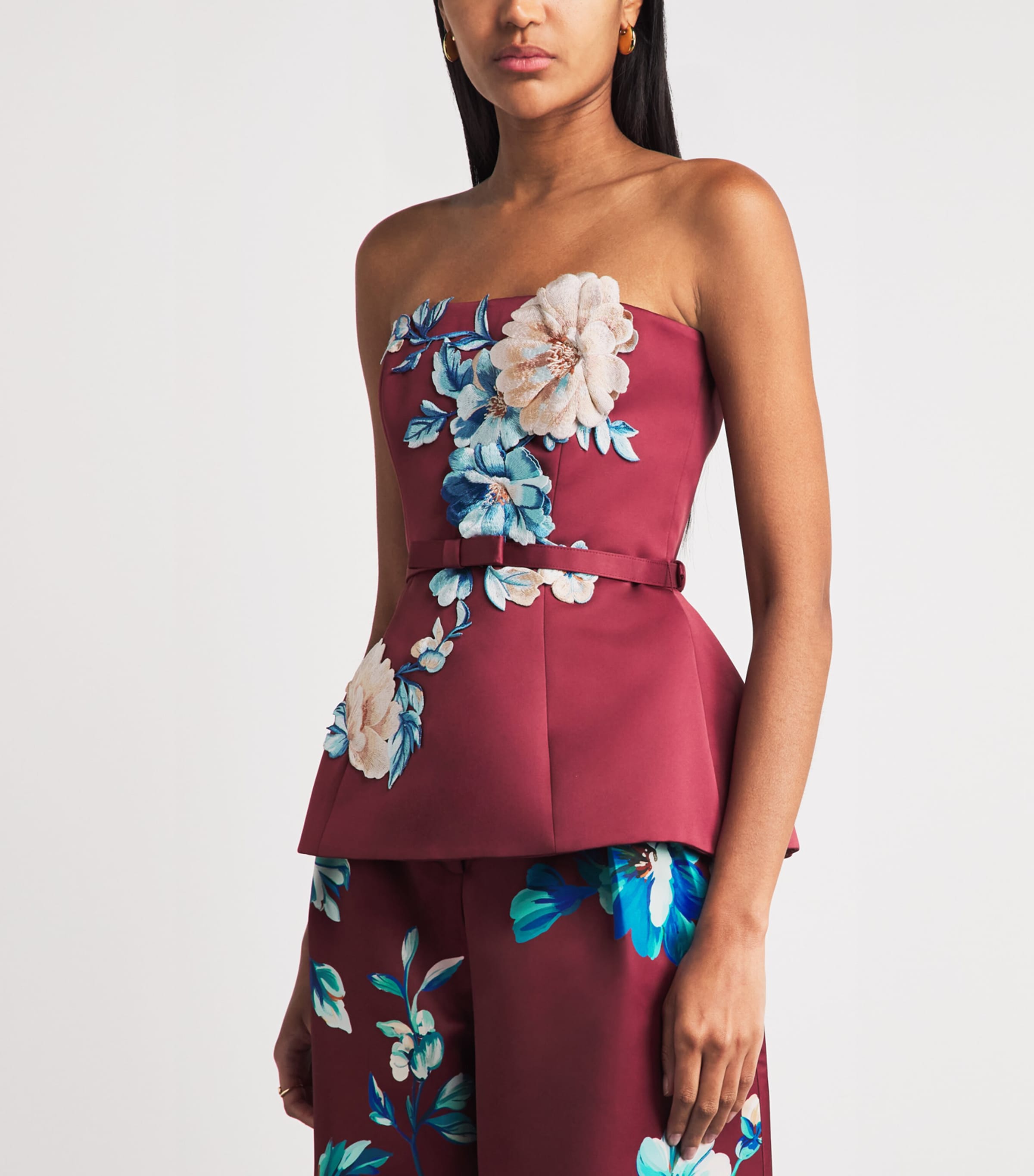 LEO LIN Womens Floral Embroidered Nadia Bustier Top Cosmos Print Image 4