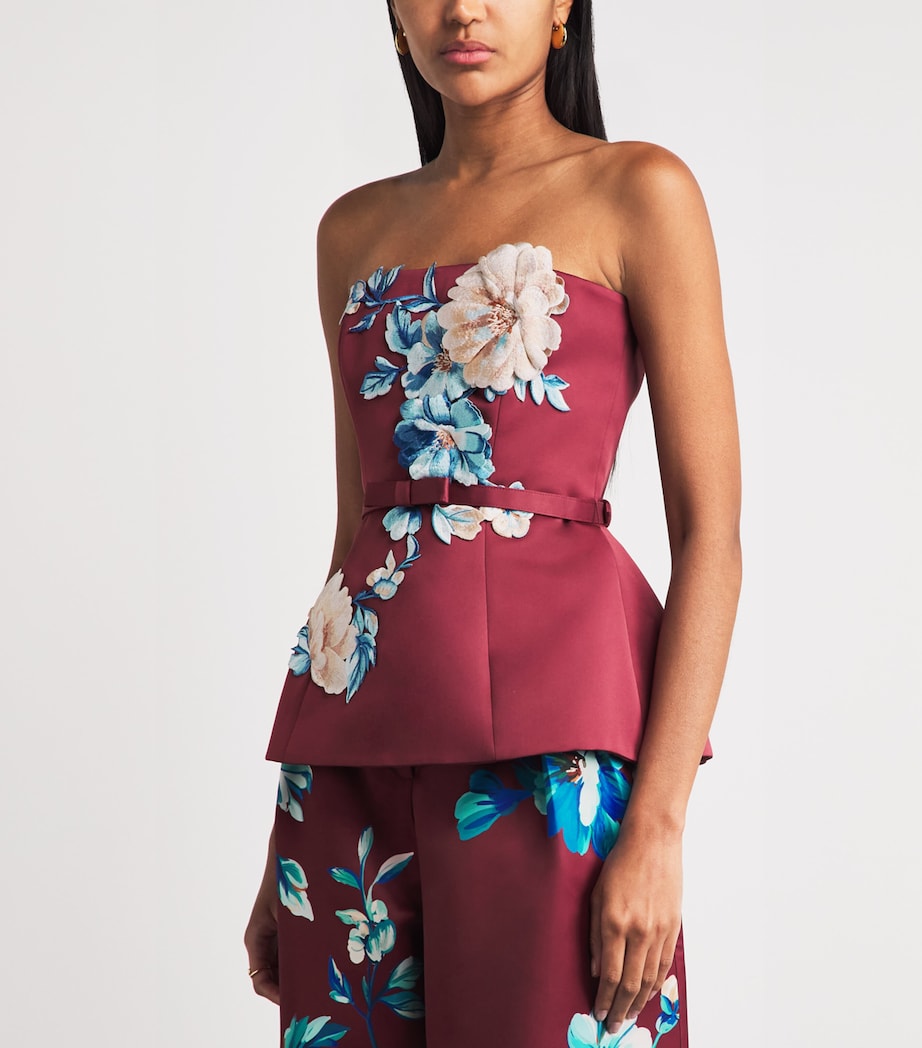LEO LIN Womens Floral Embroidered Nadia Bustier Top Cosmos Print Image 4