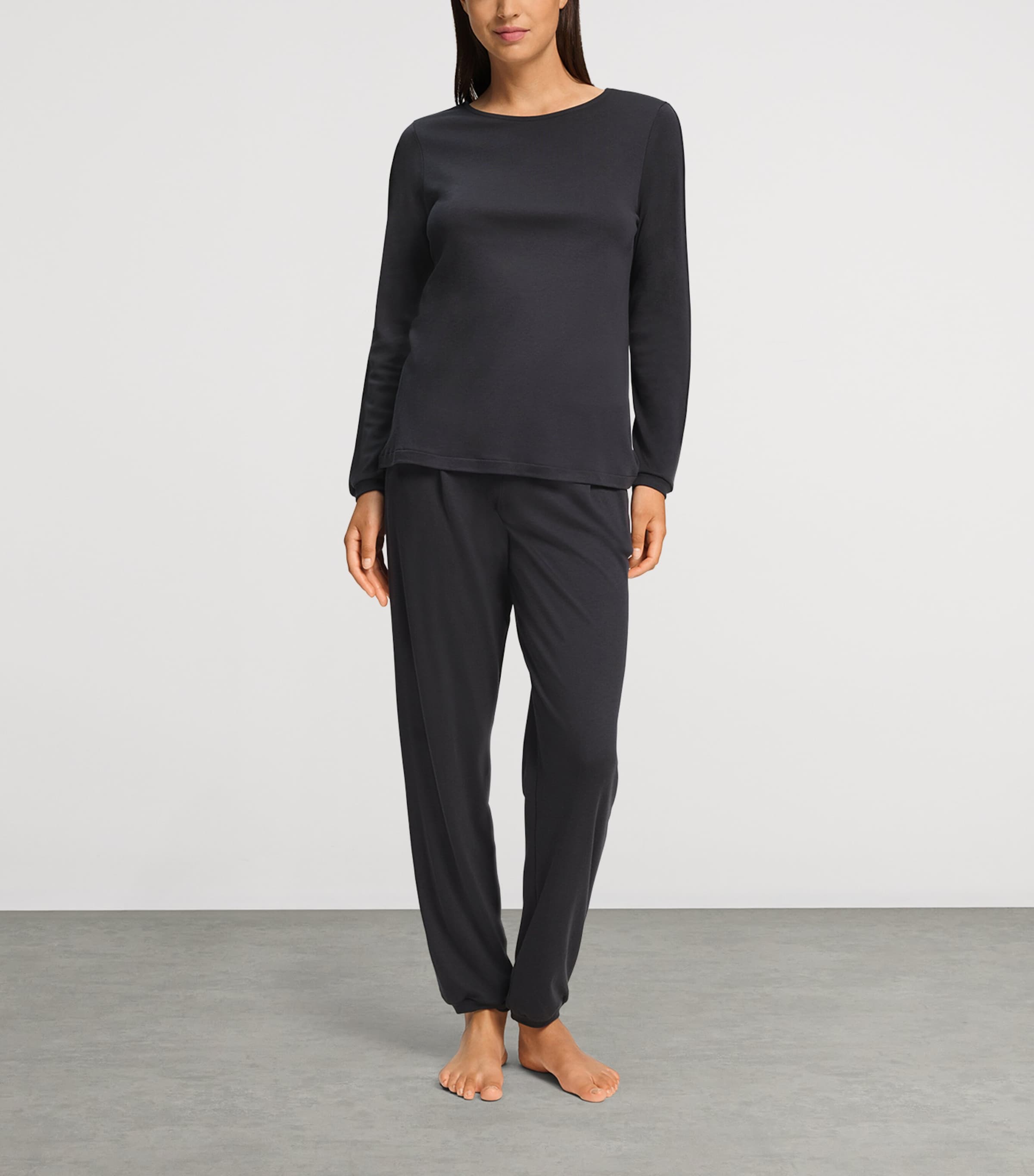 Hanro Womens Cotton Franca Pyjama Set Phantom Image 2