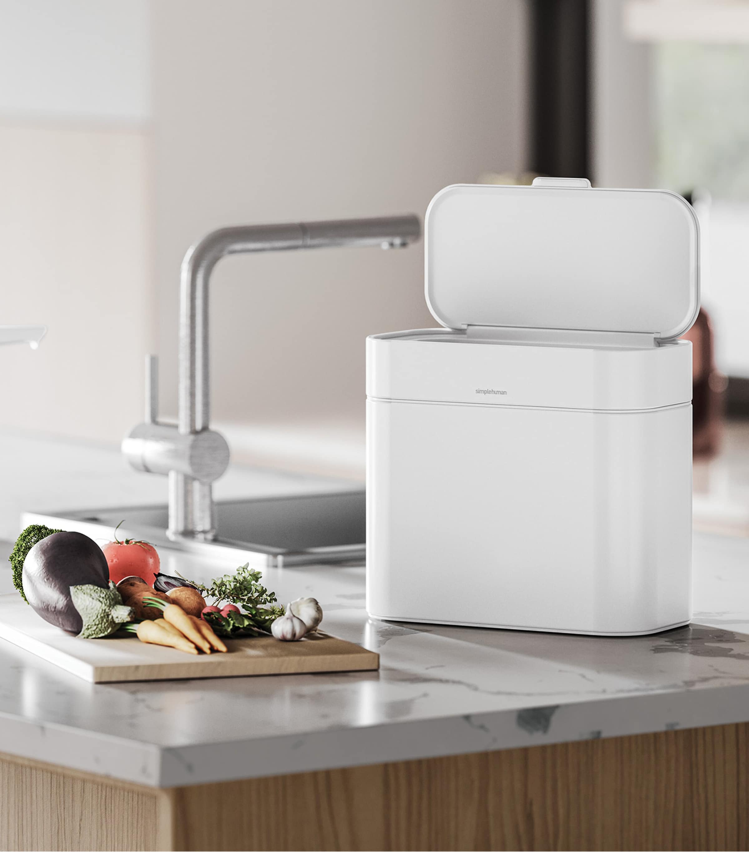 Stainless Steel Compost Caddy (4L) WHITE Image 3