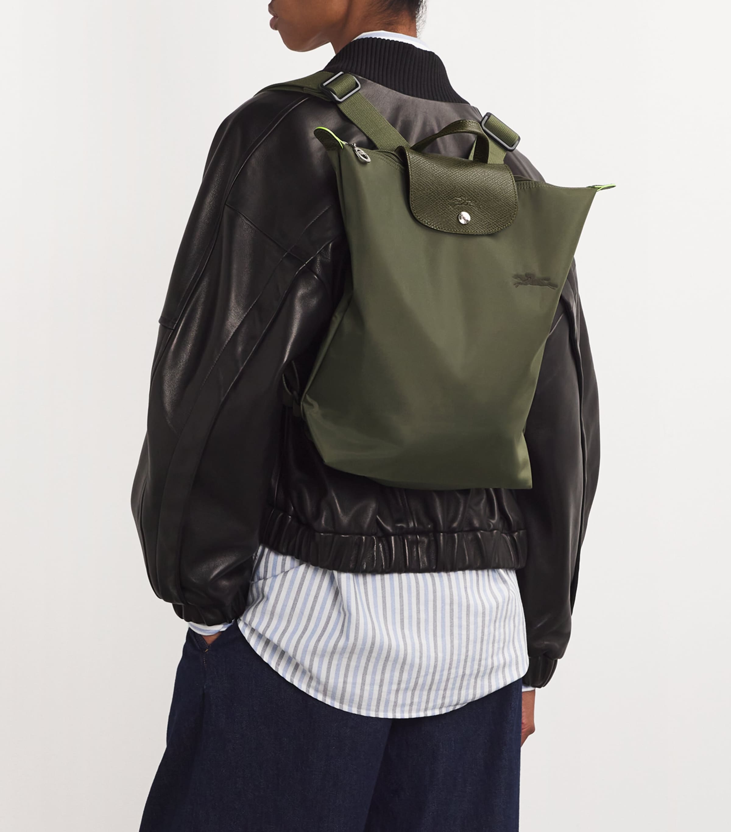 Longchamp Green Le Pliage Green Backpack | Harrods UK display picture 3