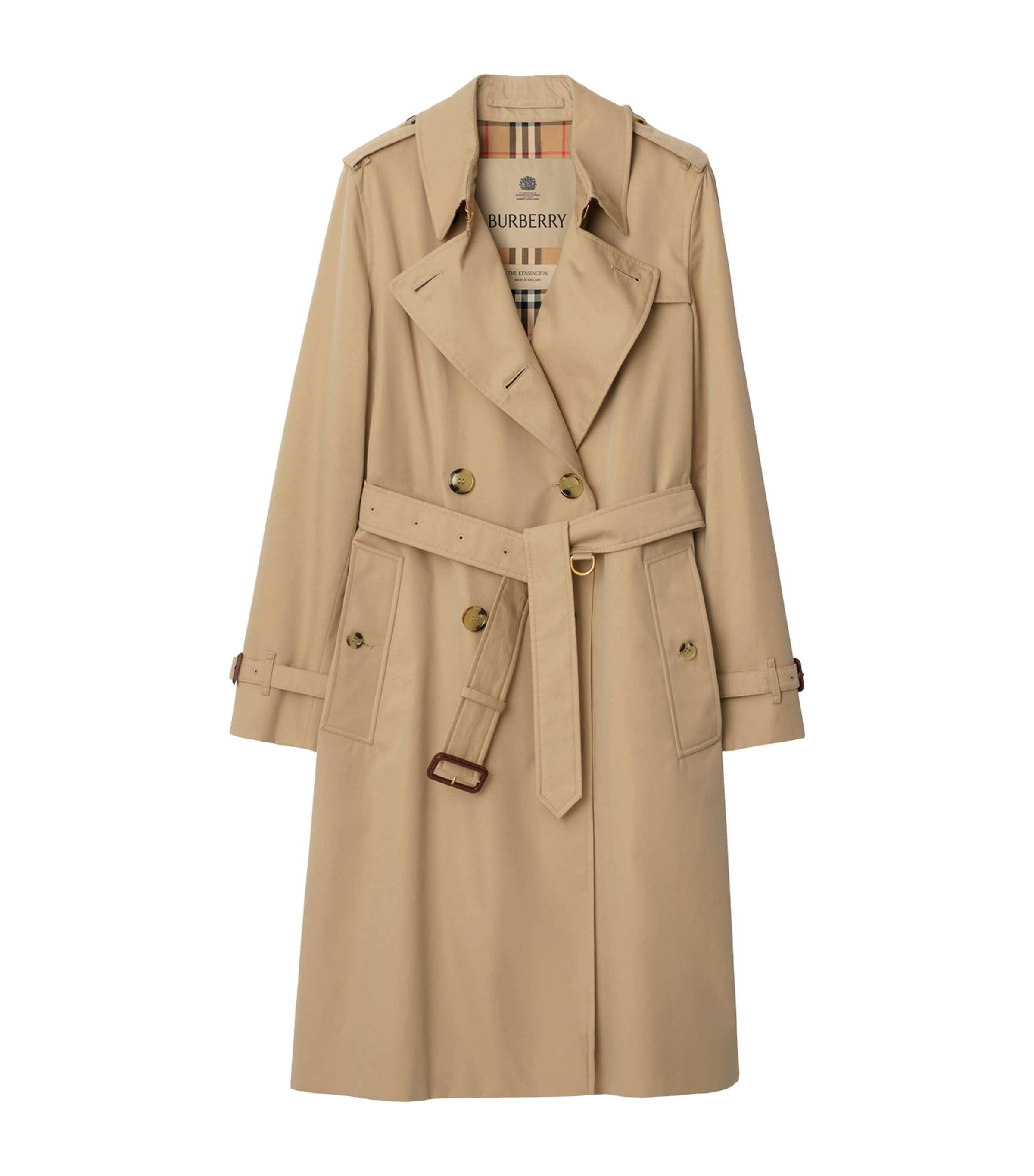 Burberry Gabardine Long Kensington Heritage Trench Coat In Neutral