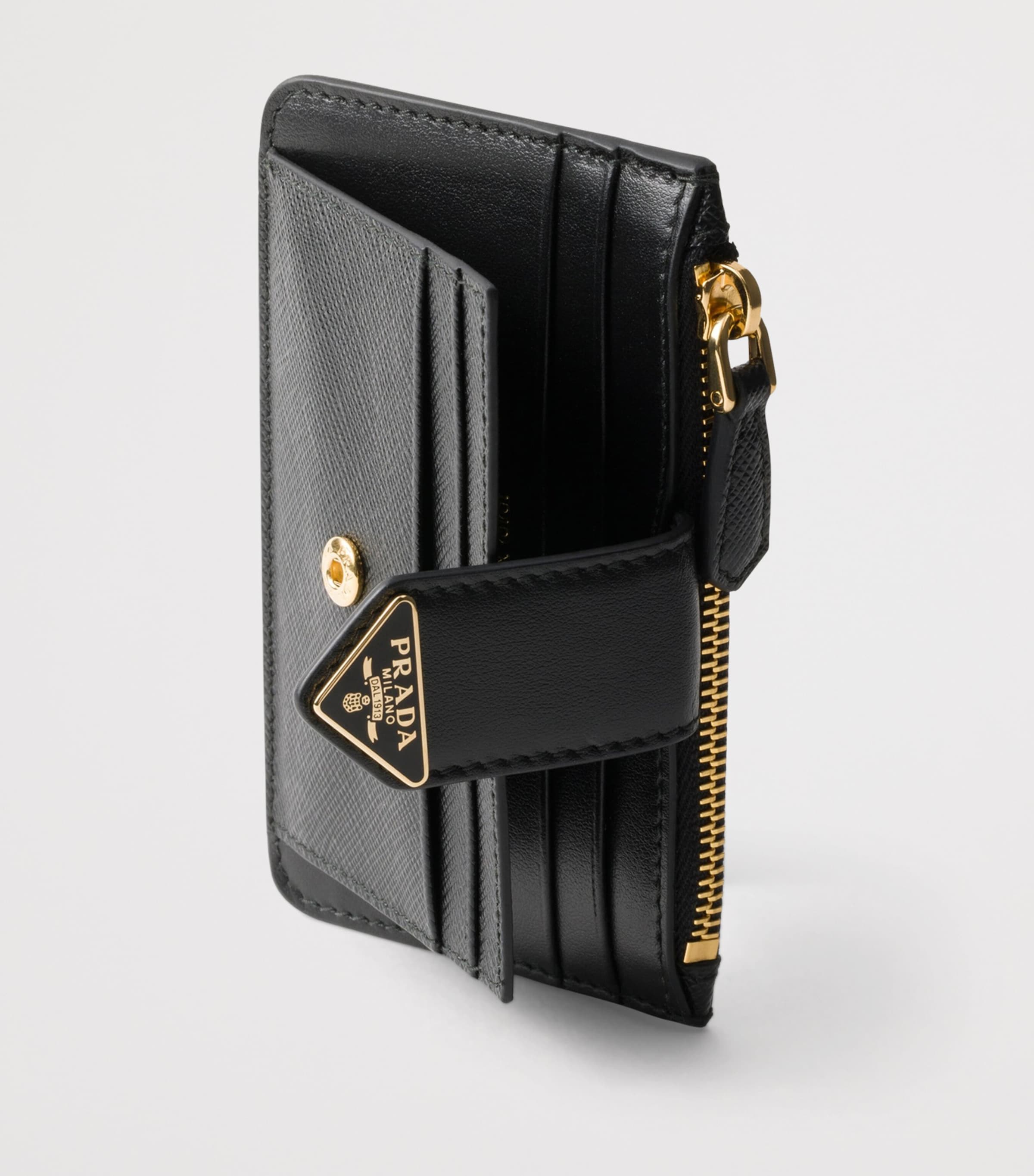Prada Leather Press-Stud Card Holder Black Image 3