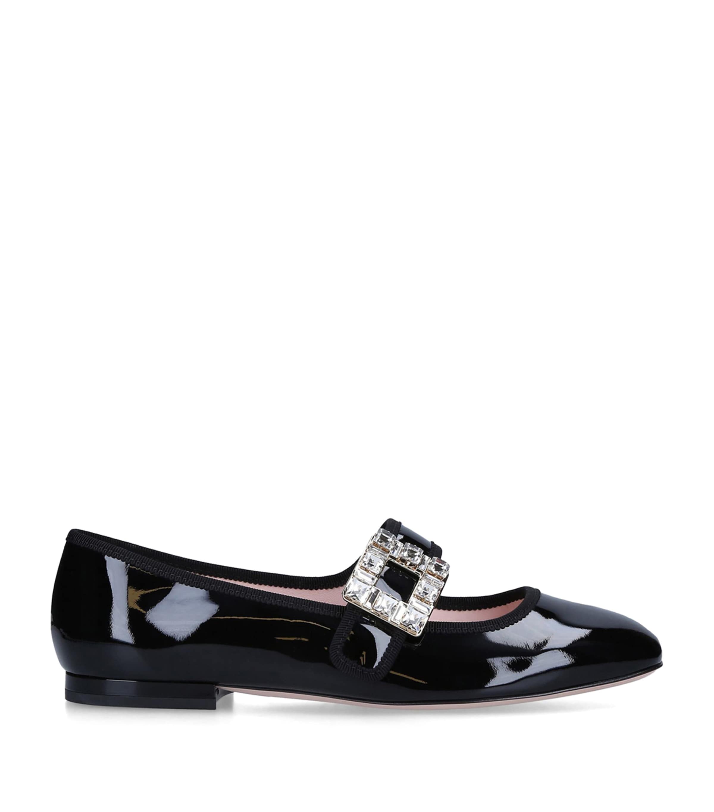 Roger Vivier Patent Embellished Flats Black Image 1