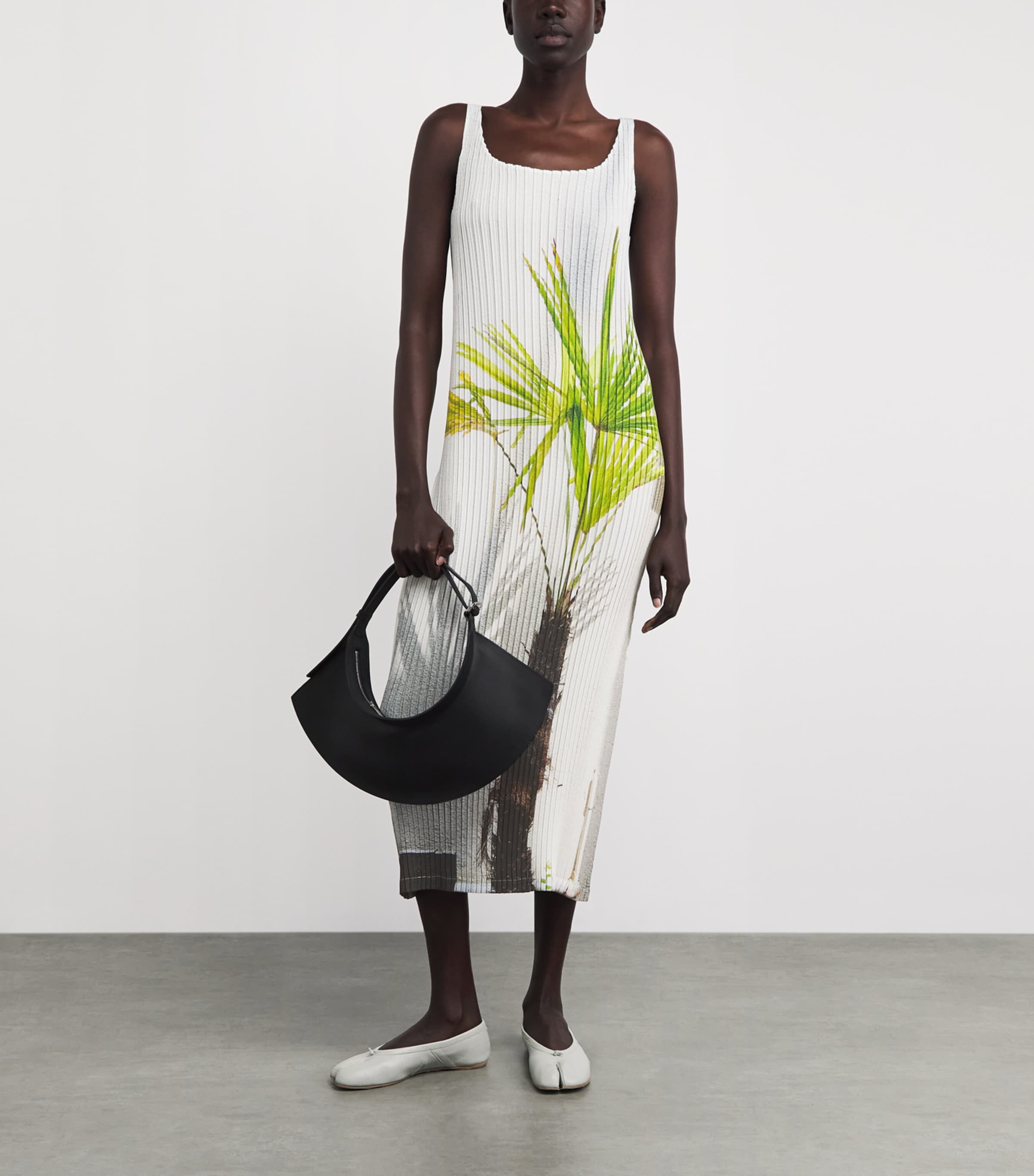 Issey Miyake Womens Urban Jungle Pleats Midi Dress White Hued Image 2