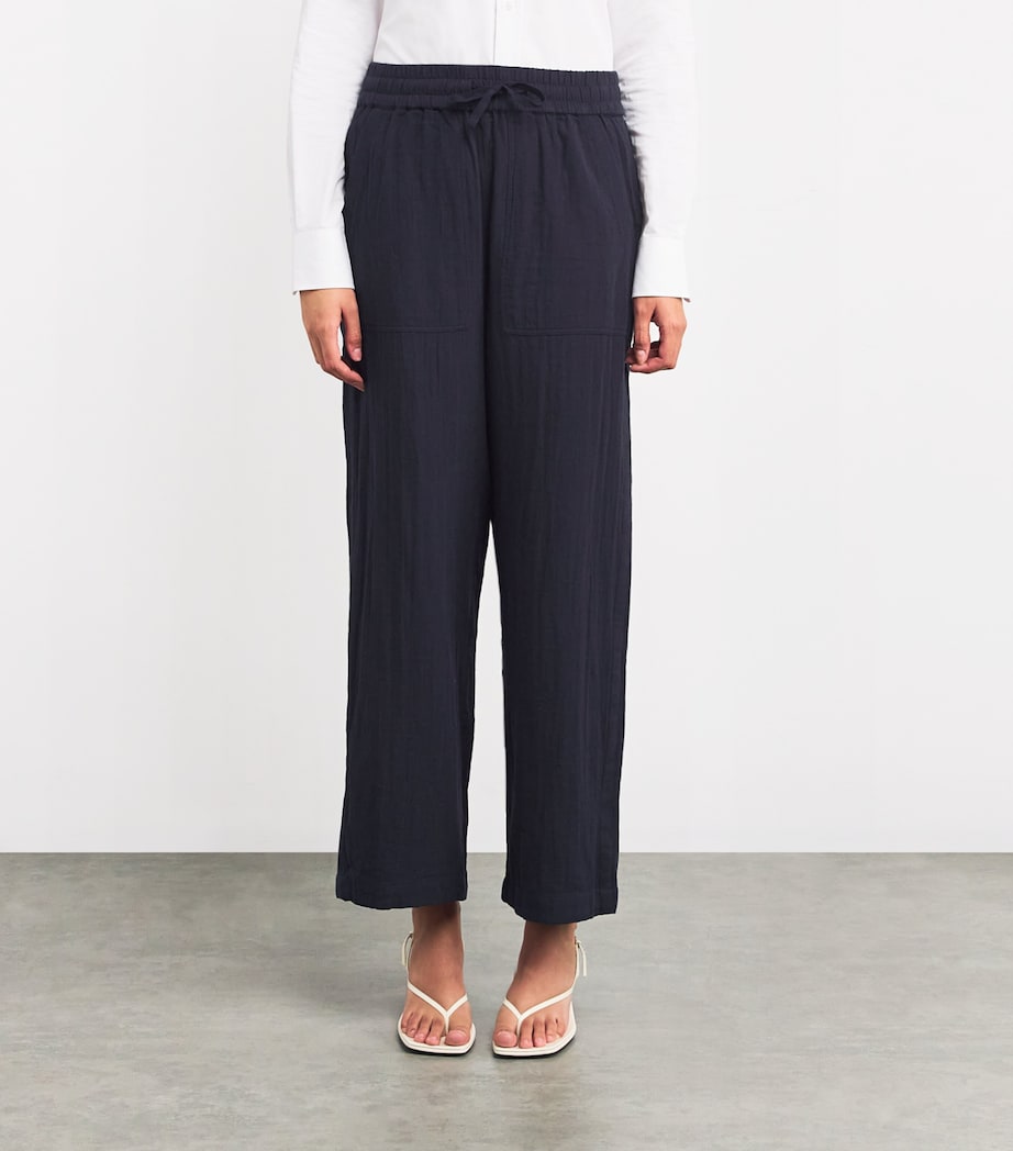 Cotton Drawstring Trousers NAVY Image 3