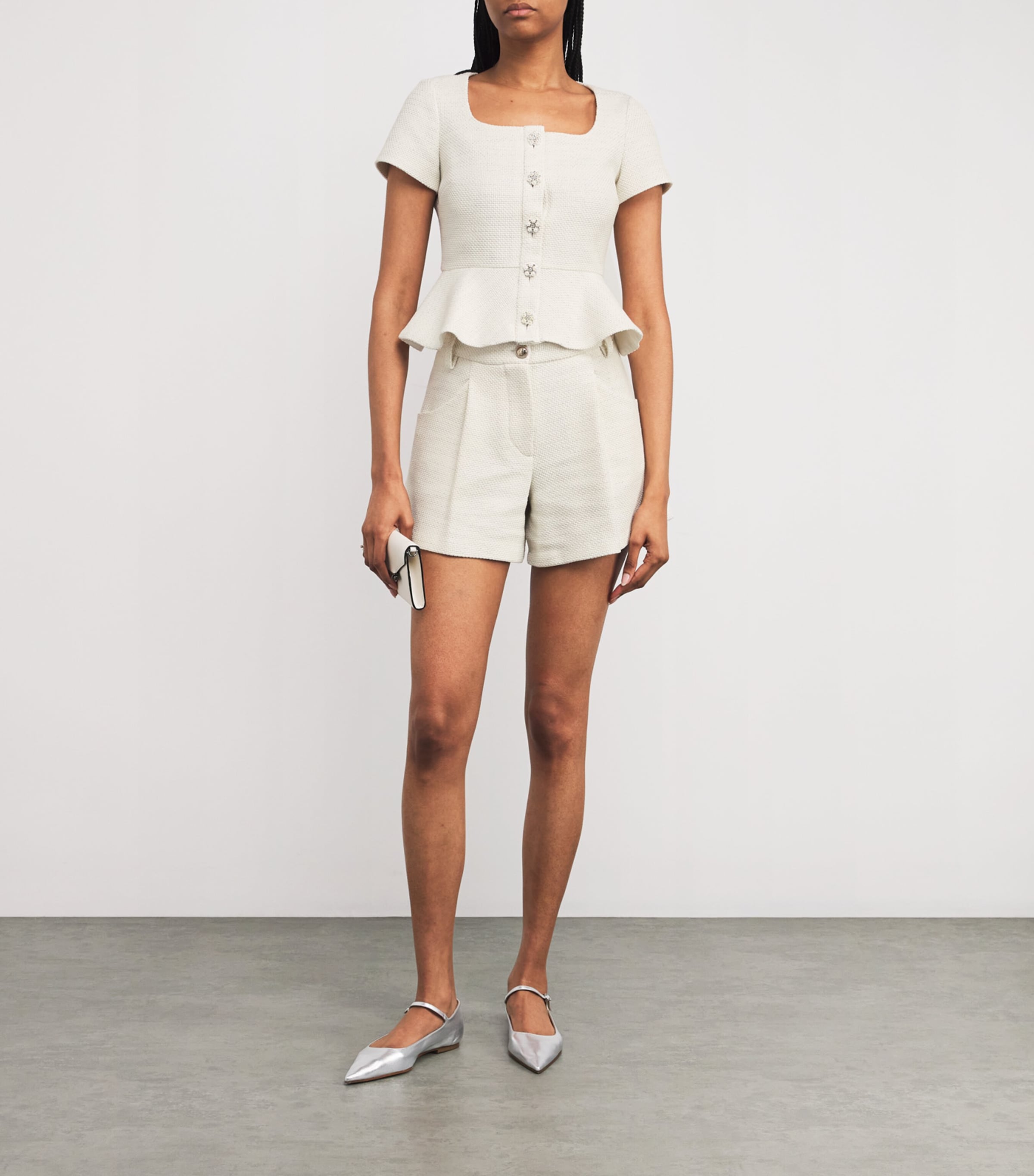 Maje Tweed Peplum Top | Harrods US