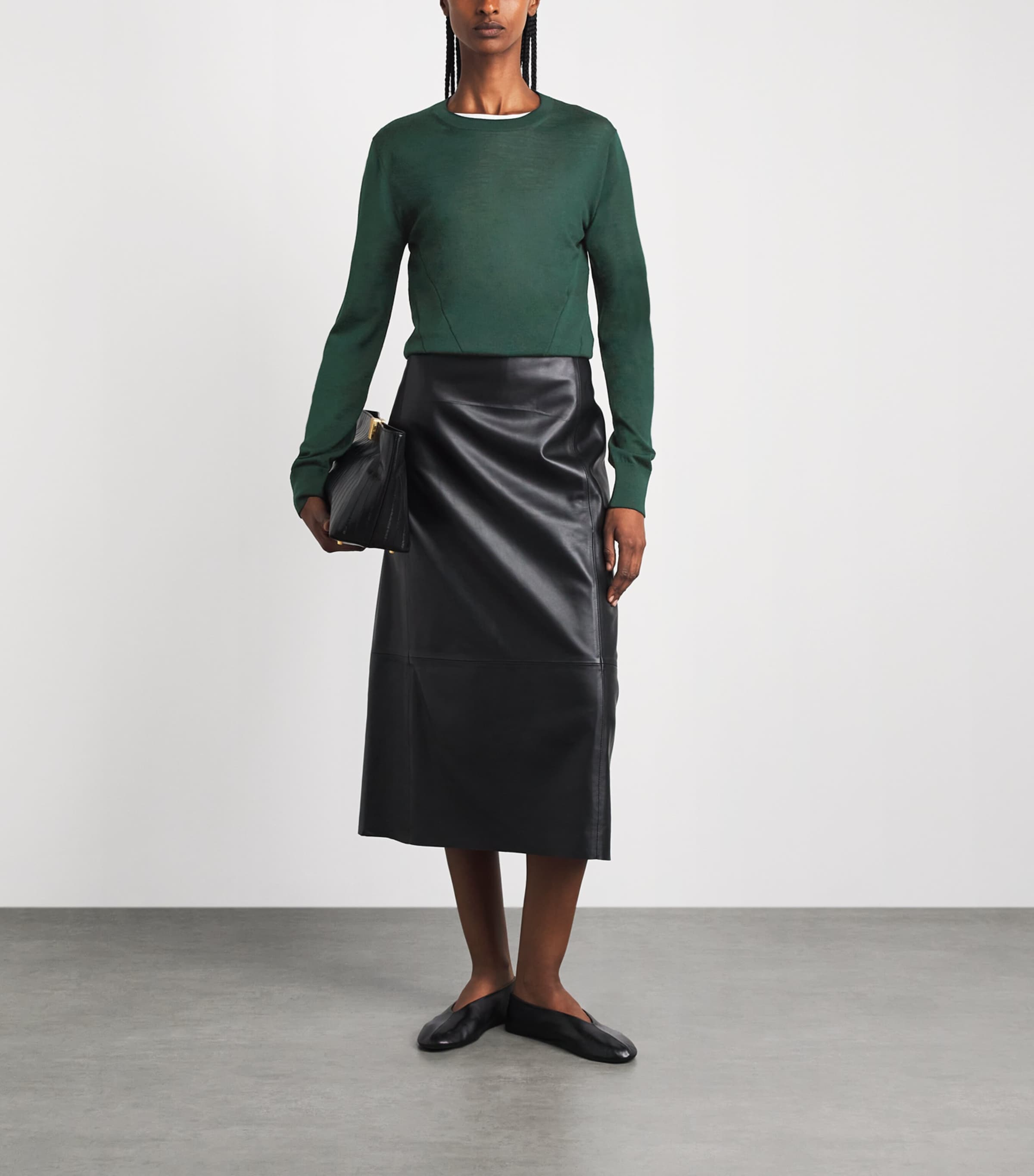 FFORME Womens Merino Wool Mitchell Sweater Evergreen Image 2