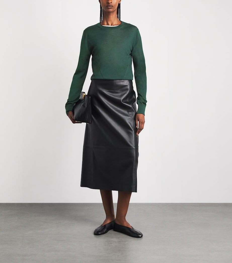 FFORME Womens Merino Wool Mitchell Sweater Evergreen Image 2