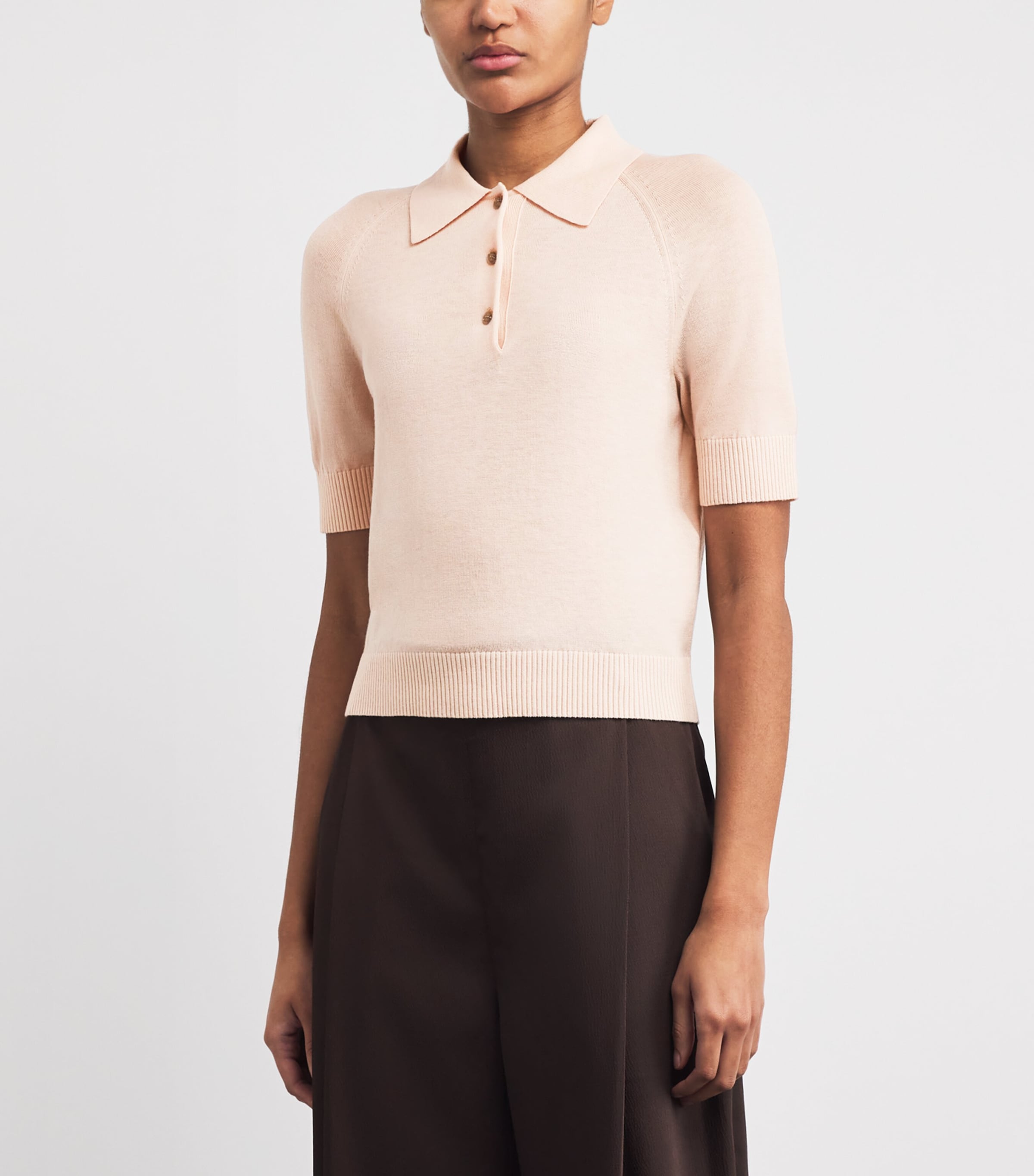 Merino Wool Polo Sweater 9443 PALE ROSE Image 3