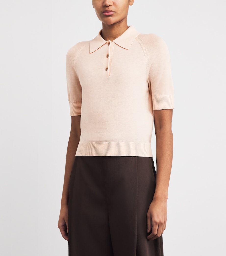 Merino Wool Polo Sweater 9443 PALE ROSE Image 3