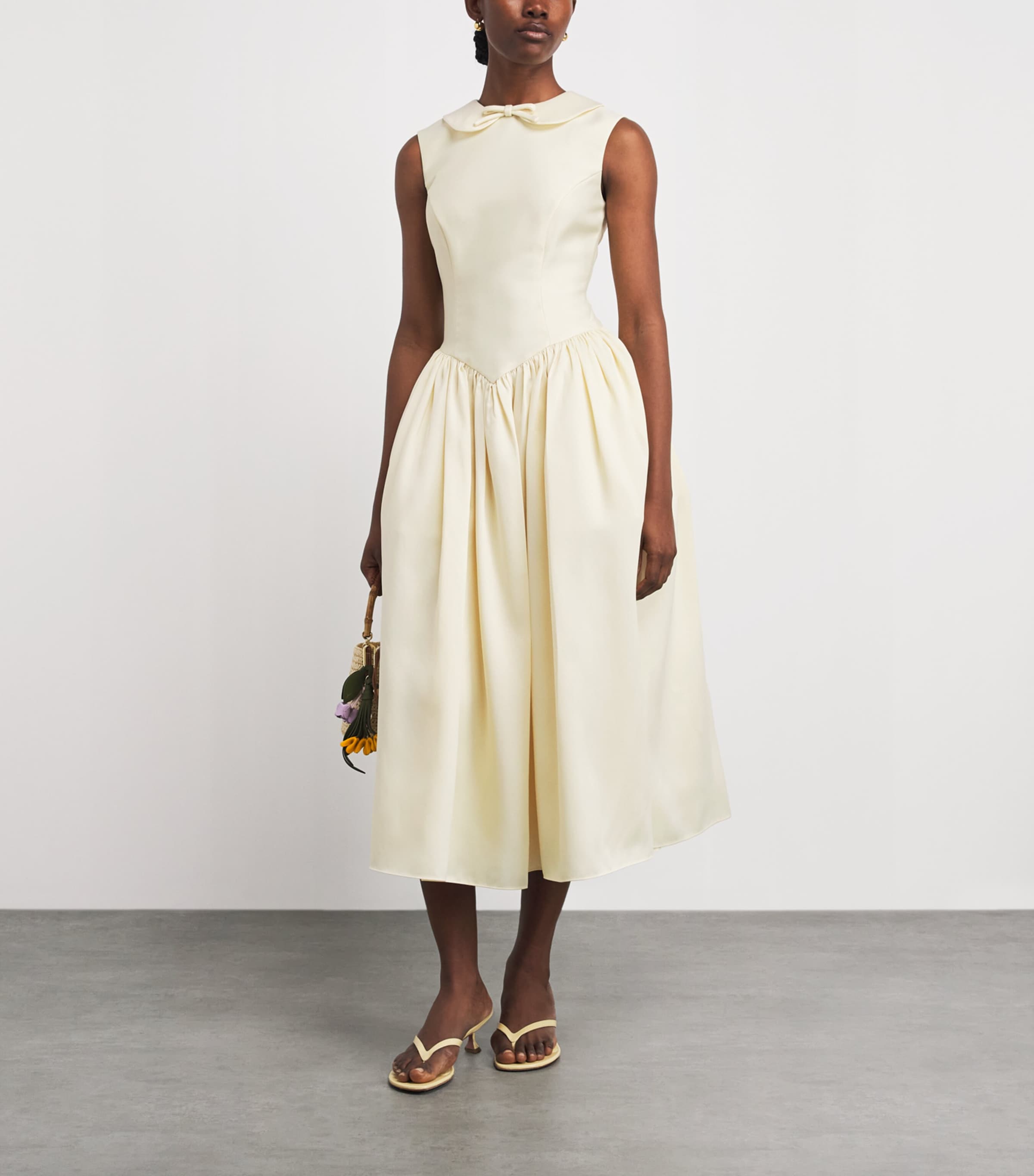 Self-Portrait Yellow Taffeta Collared Midi Dress | Harrods UK