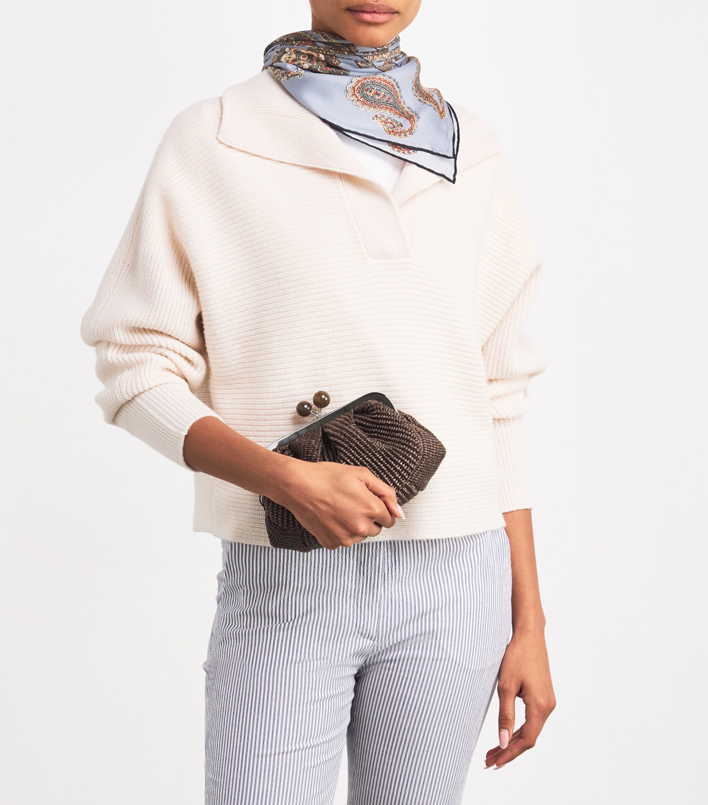 Small Raffia-Effect Pasticcino Bag DARK BOWN Image 5