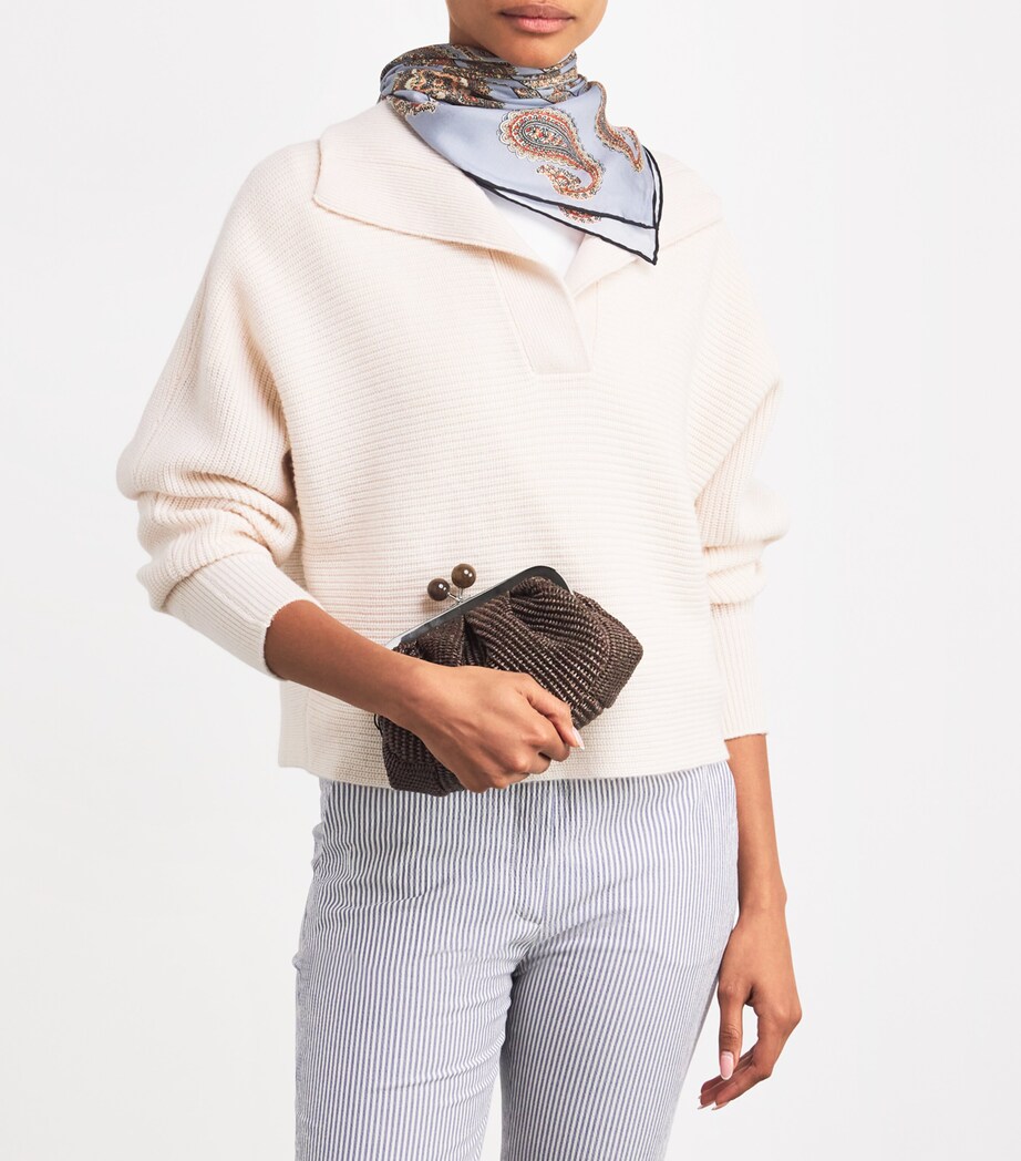 Small Raffia-Effect Pasticcino Bag DARK BOWN Image 5