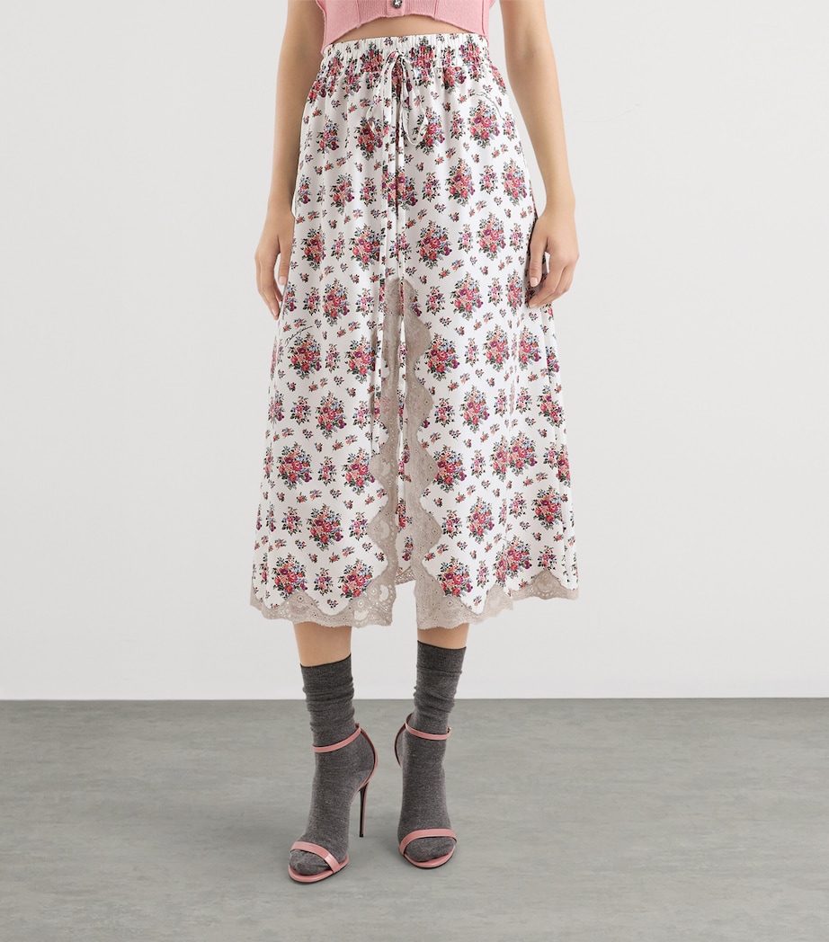 Dolce&Gabbana Womens Silk-Blend Floral Midi Skirt Mazz Image 3