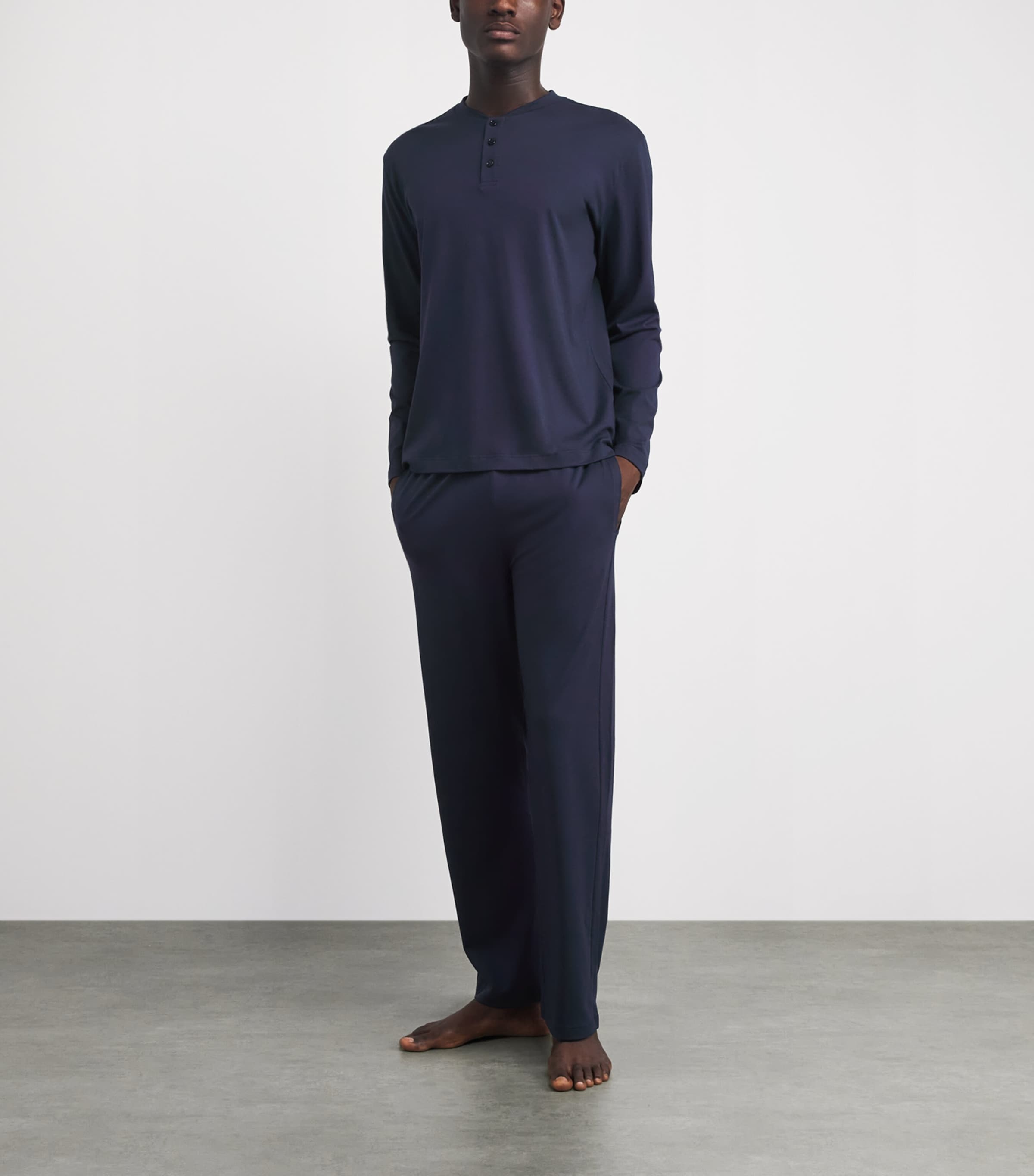 Falke Mens Cotton-Blend Lounge Trousers Space Blue Image 2